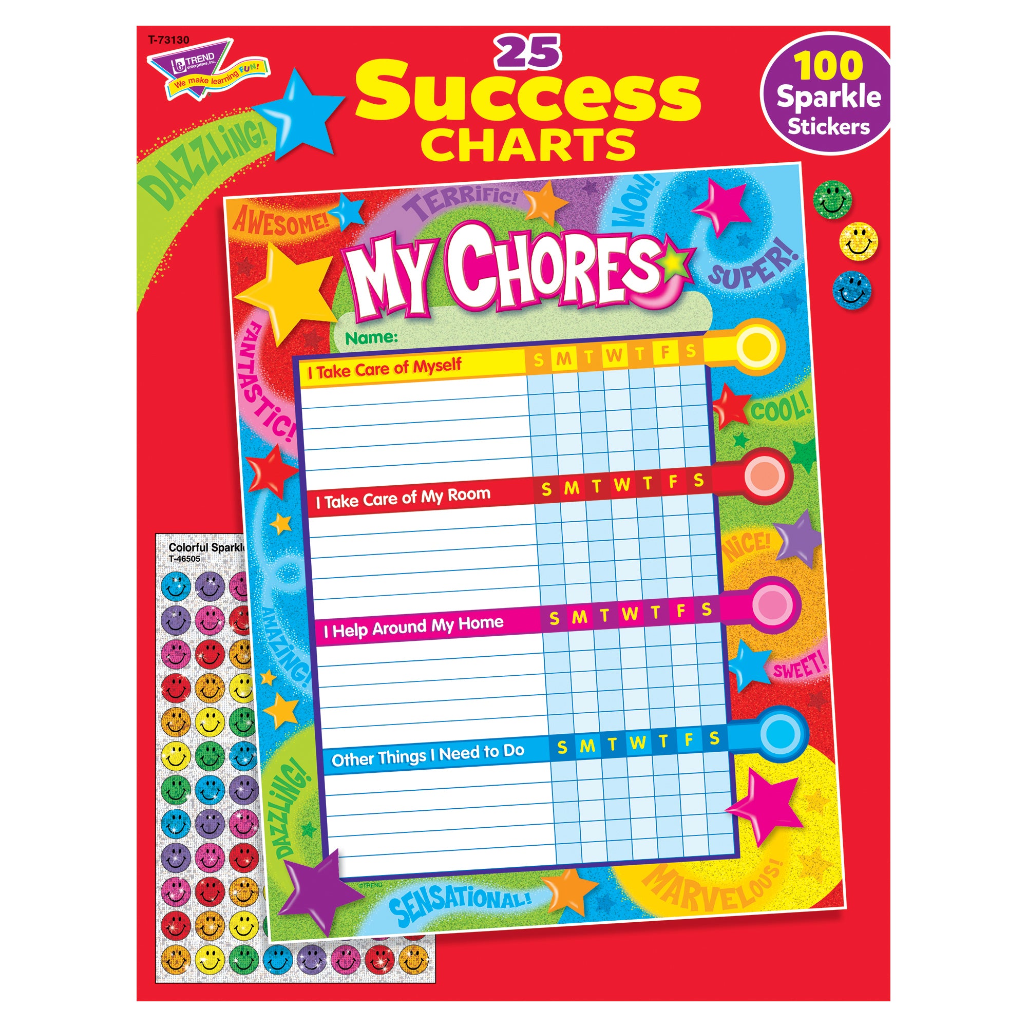 Praise Words 'n Stars Chore Charts, pad of 25