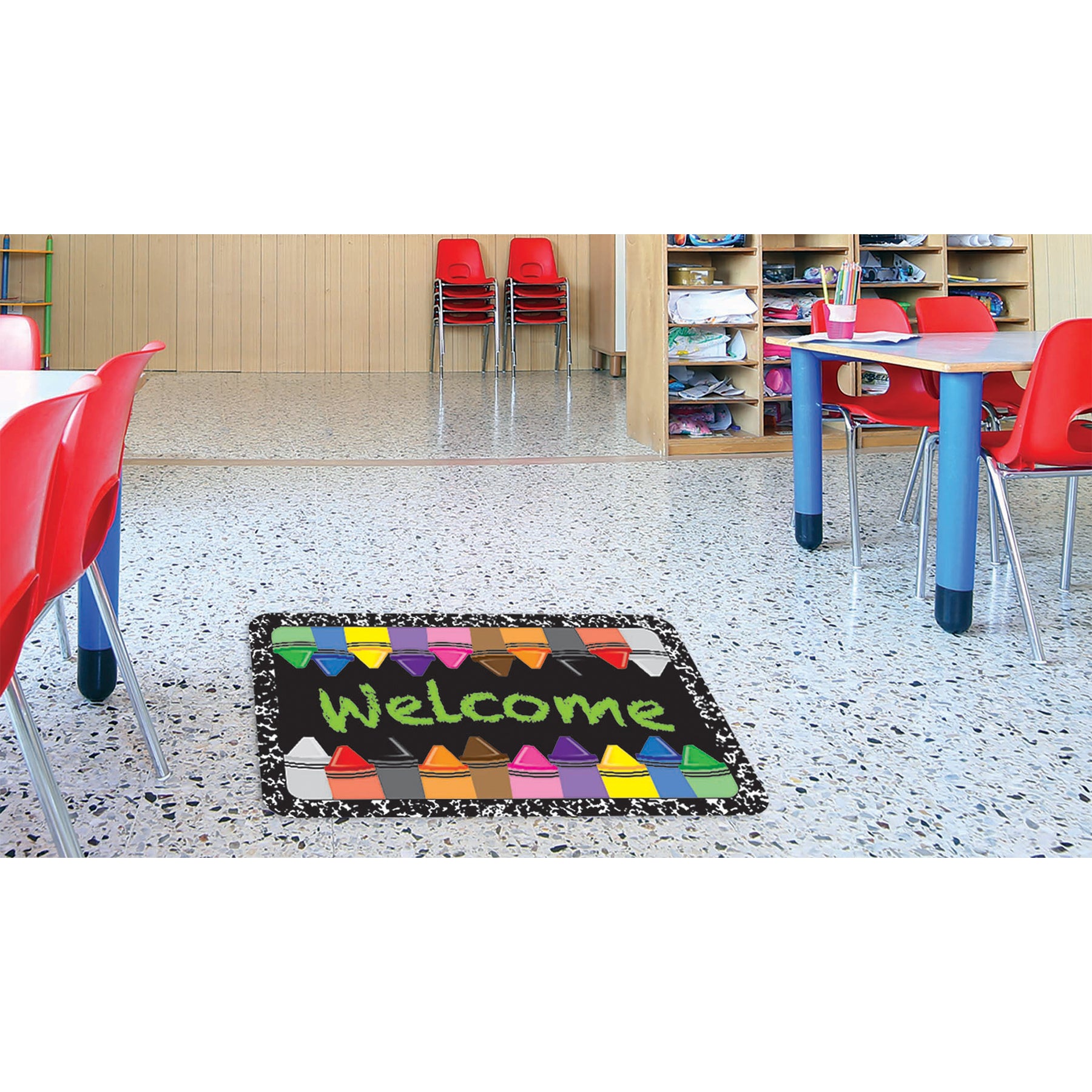 The Original Fun Mat™, Welcome Mat, 15.5" x 23.5", Welcome Crayons Composition