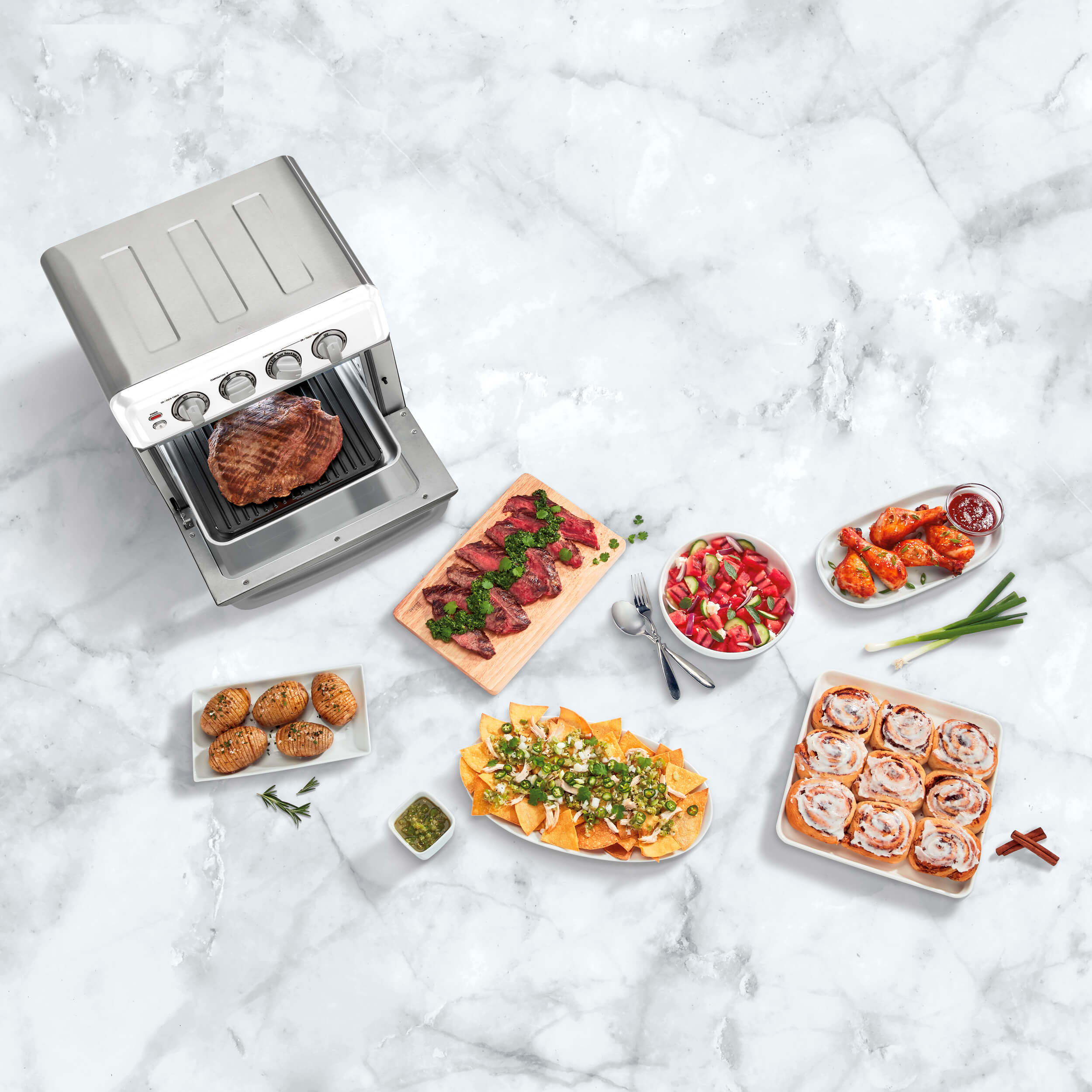 Air Fryer Toaster Oven with Grill - White