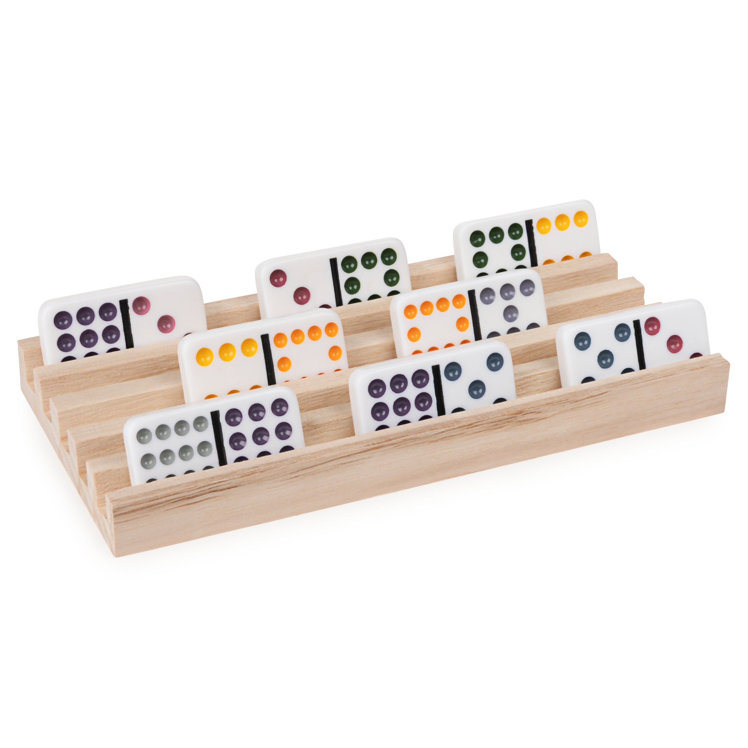 Spin Master Games, Wooden Domino Racks, Set of 4 Trays for Mexican Train Dominoes, Dominoes Games, Classic Game, Kids Game, Adults & Kids Ages 8+