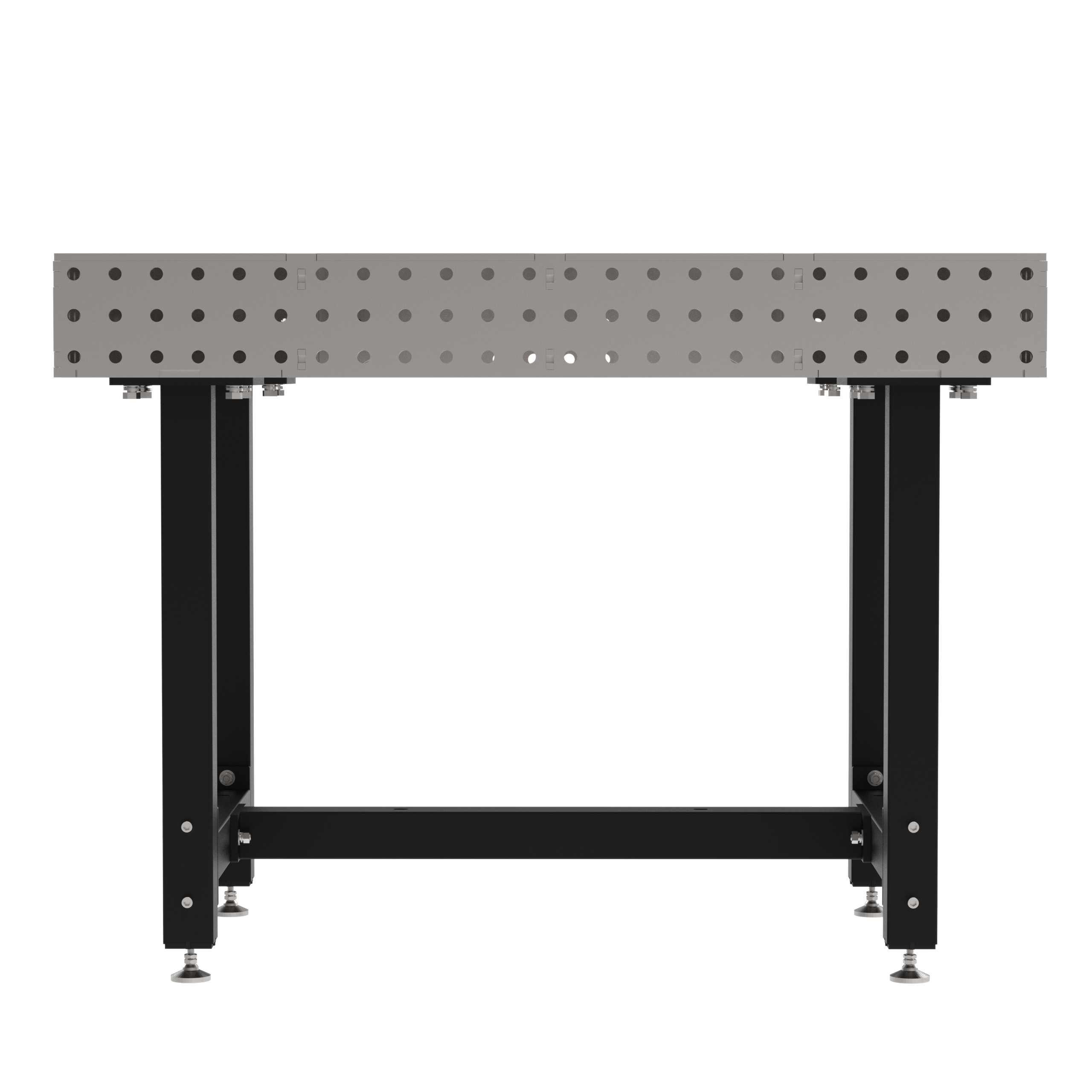 Welding Fixture Table, Fixed Height, 36"H x 48"L x 30"D, 1/4" Carbon Steel Top, Four Black Powdercoat Legs, Self-Leveling Feet