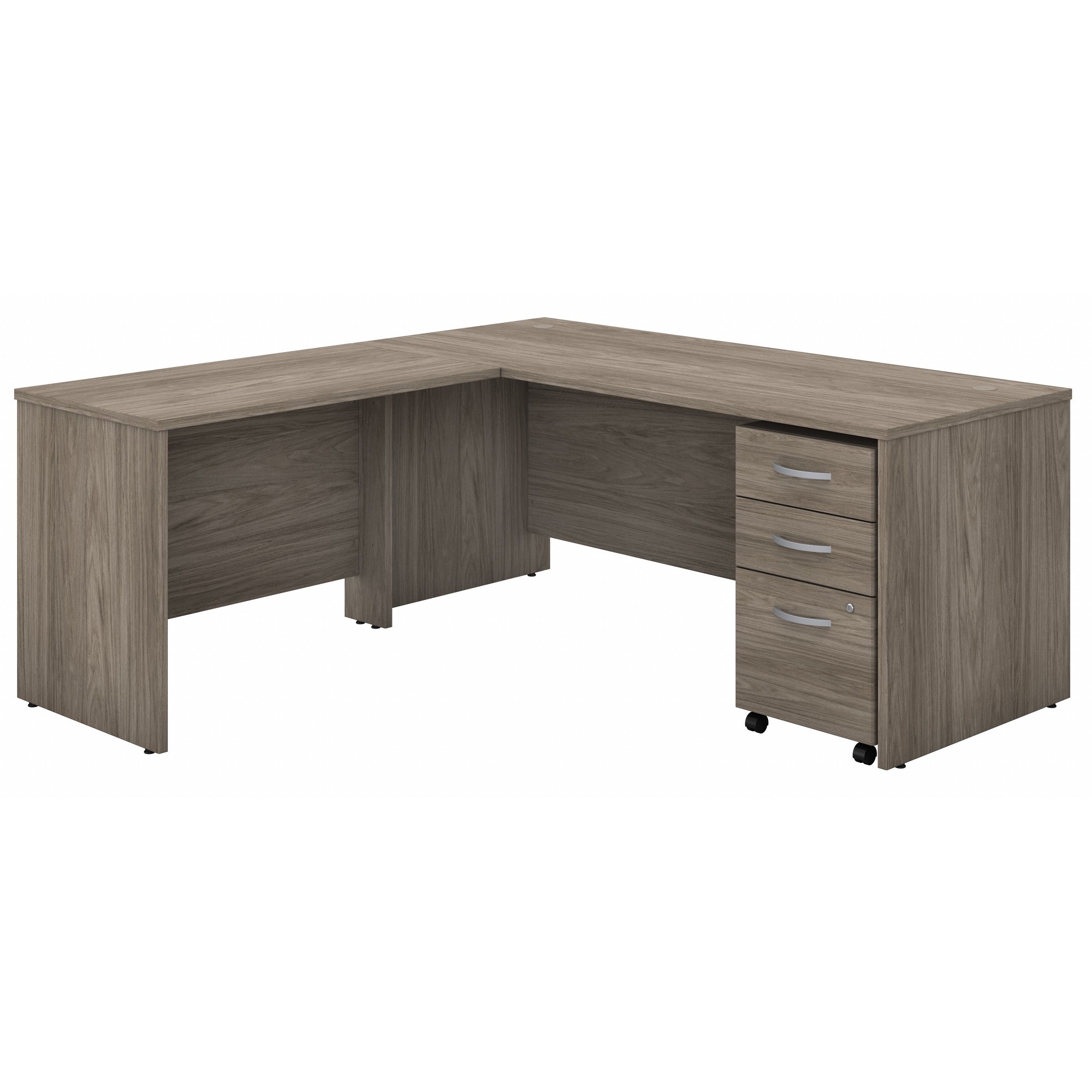 Bush Business Furniture Studio C 72W x 30D L Shaped Desk with Mobile File Cabinet and 42W Return in Modern Hickory - 71.02" Width x 71.02" Depth x 29.84" Height