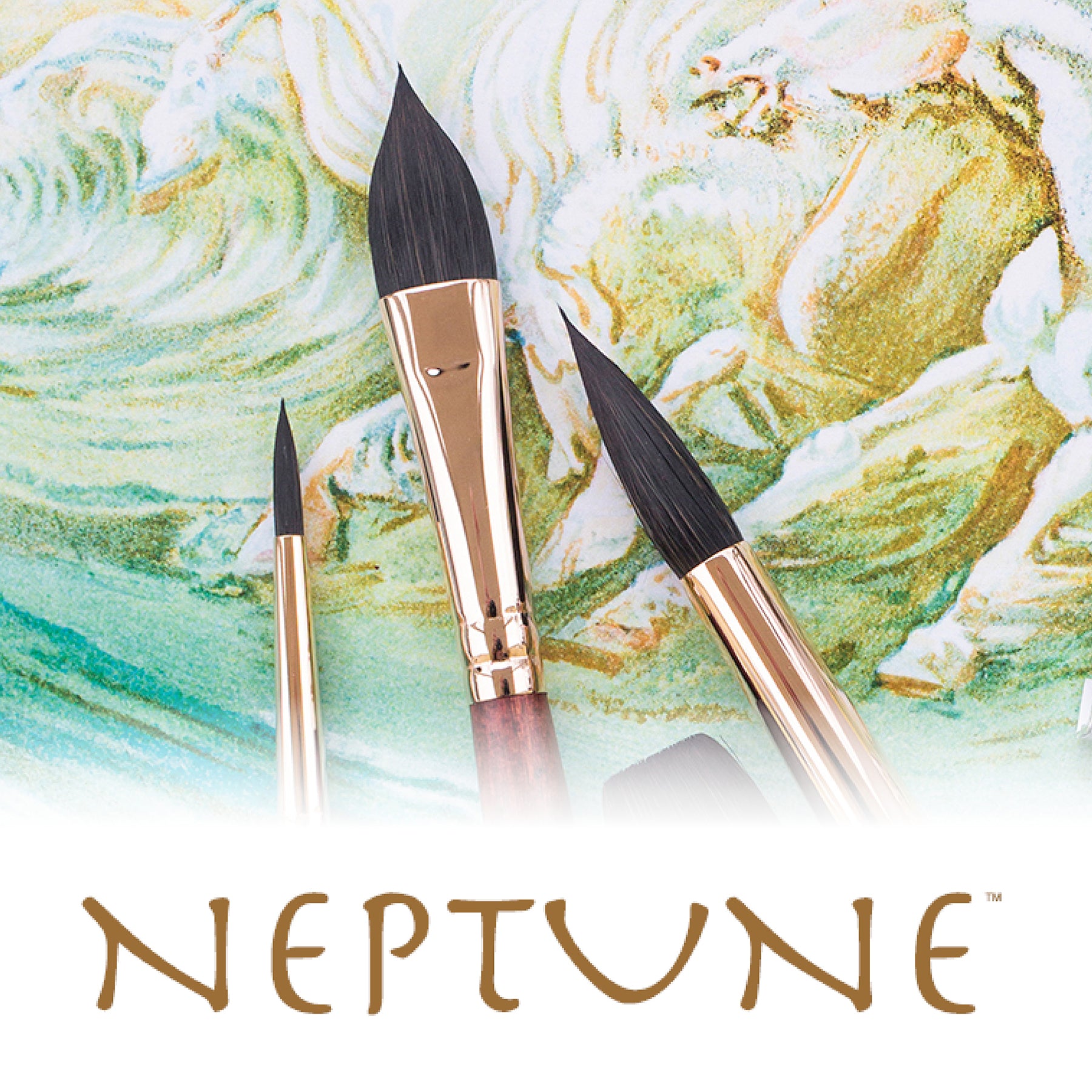 Neptune Dagger Brush, Synthetic Bristles, Short Handle Watercolor Paintbrush, Dark Wood, Size 3/8 inch, 1 Count