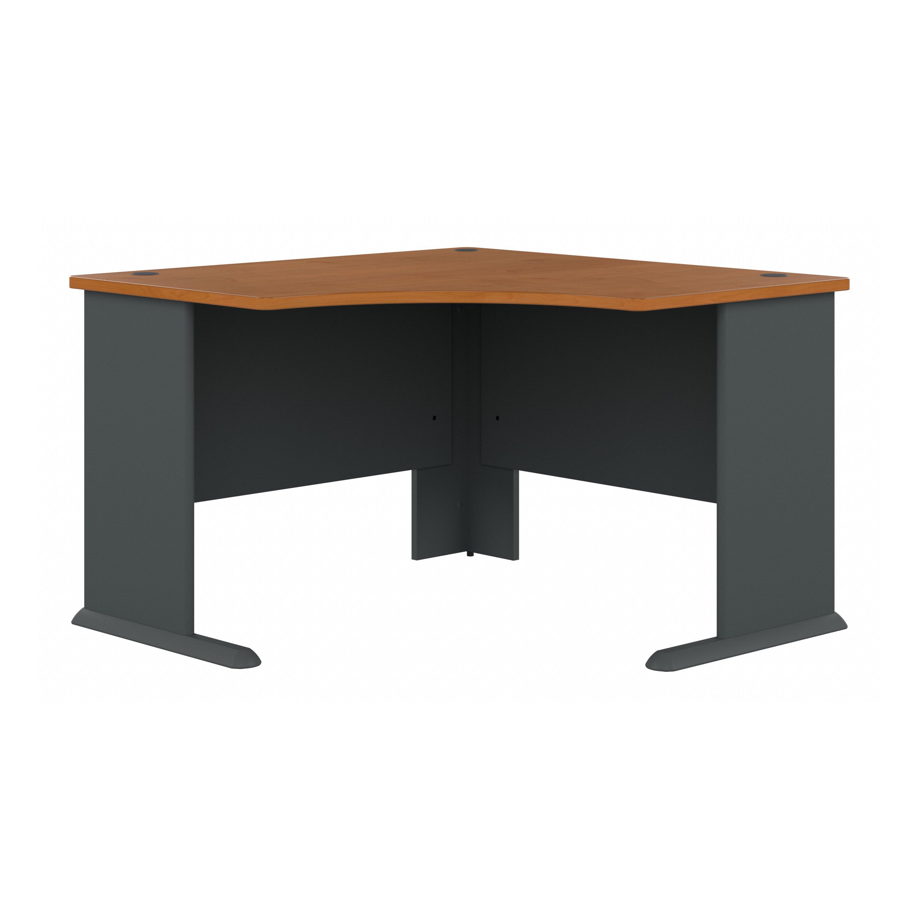 Bush Business Furniture Series A 48W Corner Desk in Natural Cherry and Slate - 47.17" Width x 47.17" Depth x 29.66" Height