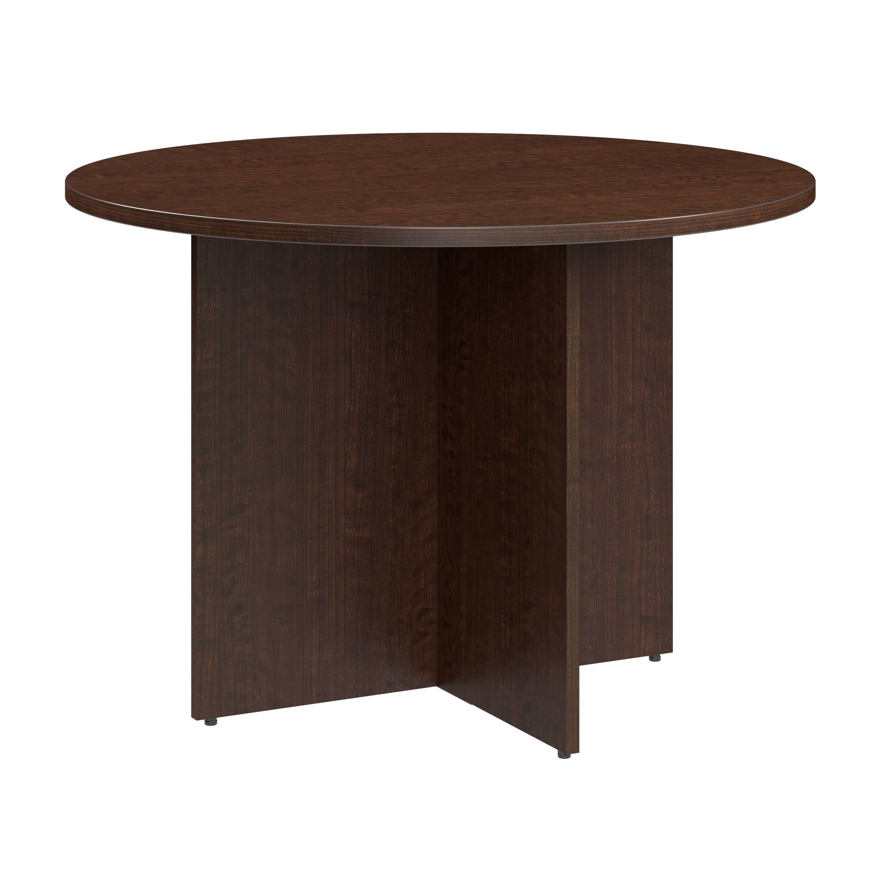 Bush Business Furniture 42-inch Round Conference Table with Wood Base in Mocha Cherry - 41.38" Width x 41.38" Depth x 29.66" Height
