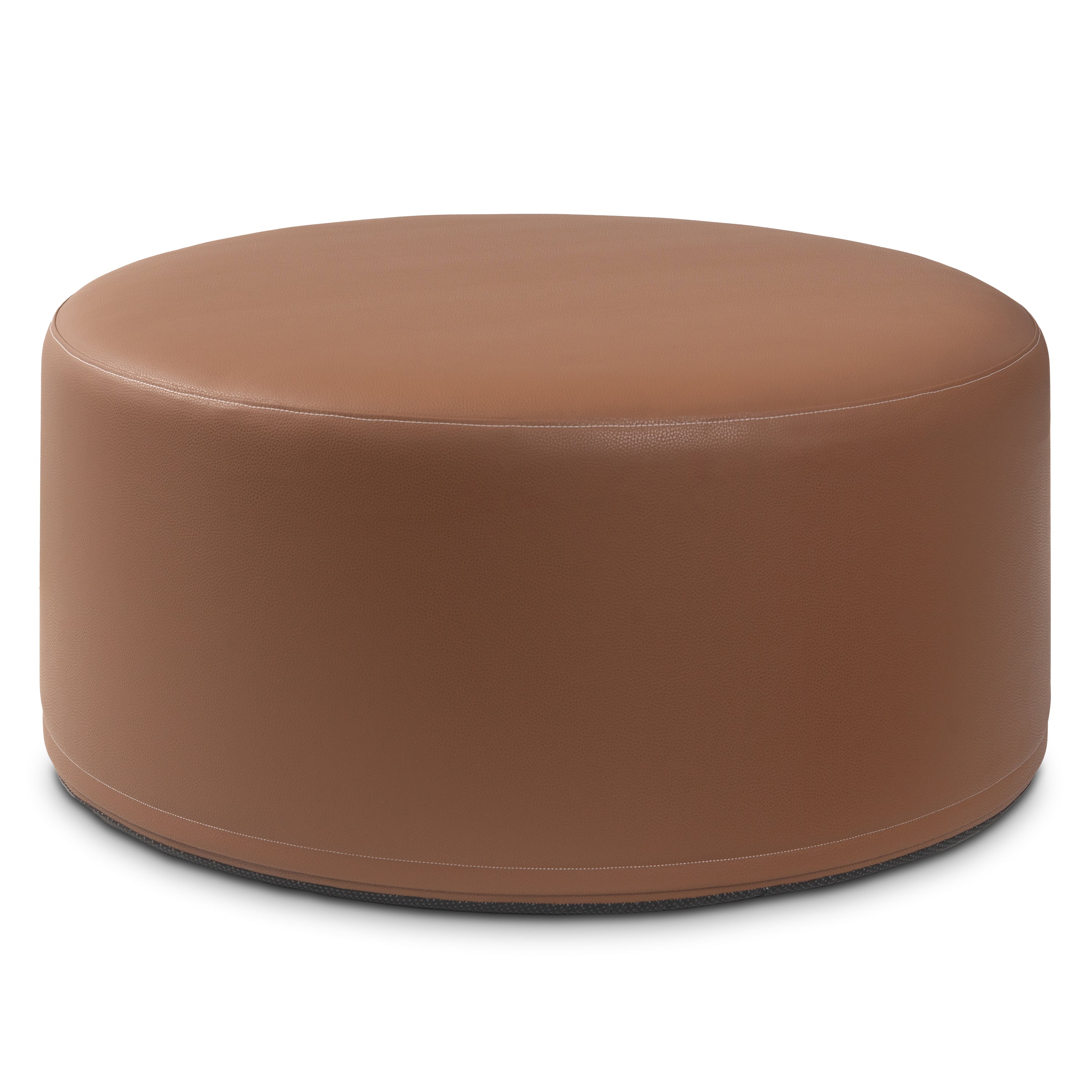 Jaxx Candler Round Couch Ottoman – Oversized Giant Coffee Table Ottoman - Versatile Firm Foam Construction - Kid Safe with Removable Cover, 36”, Premium Faux Leather, Walnut