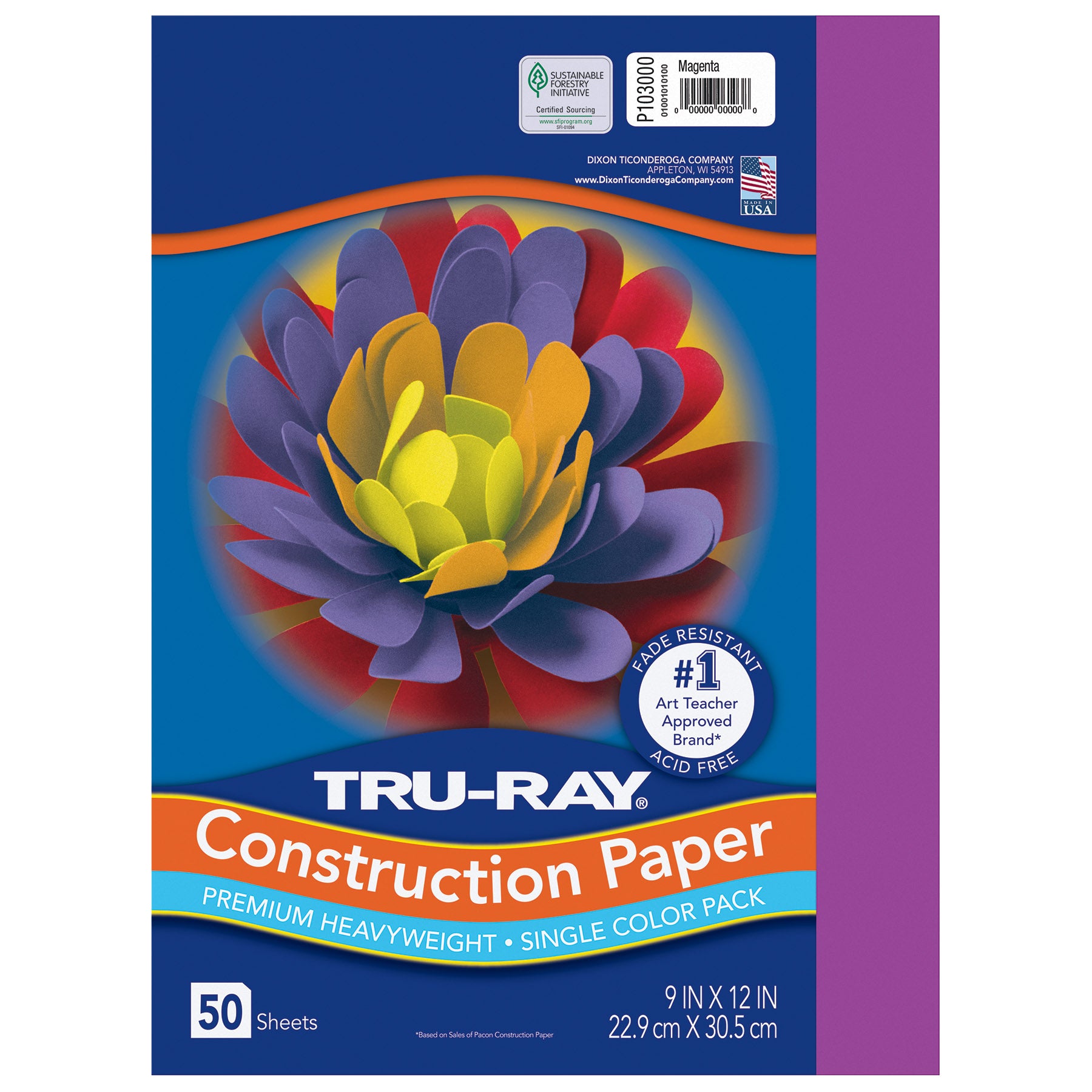 Construction Paper, Heavyweight, Magenta, 9" x 12", 50 Sheets