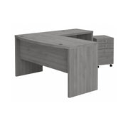 Bush Business Furniture Echo L Shaped Bow Front Desk with Mobile File Cabinet in Modern Gray - 60" Width x 64.02" Depth x 30" Height