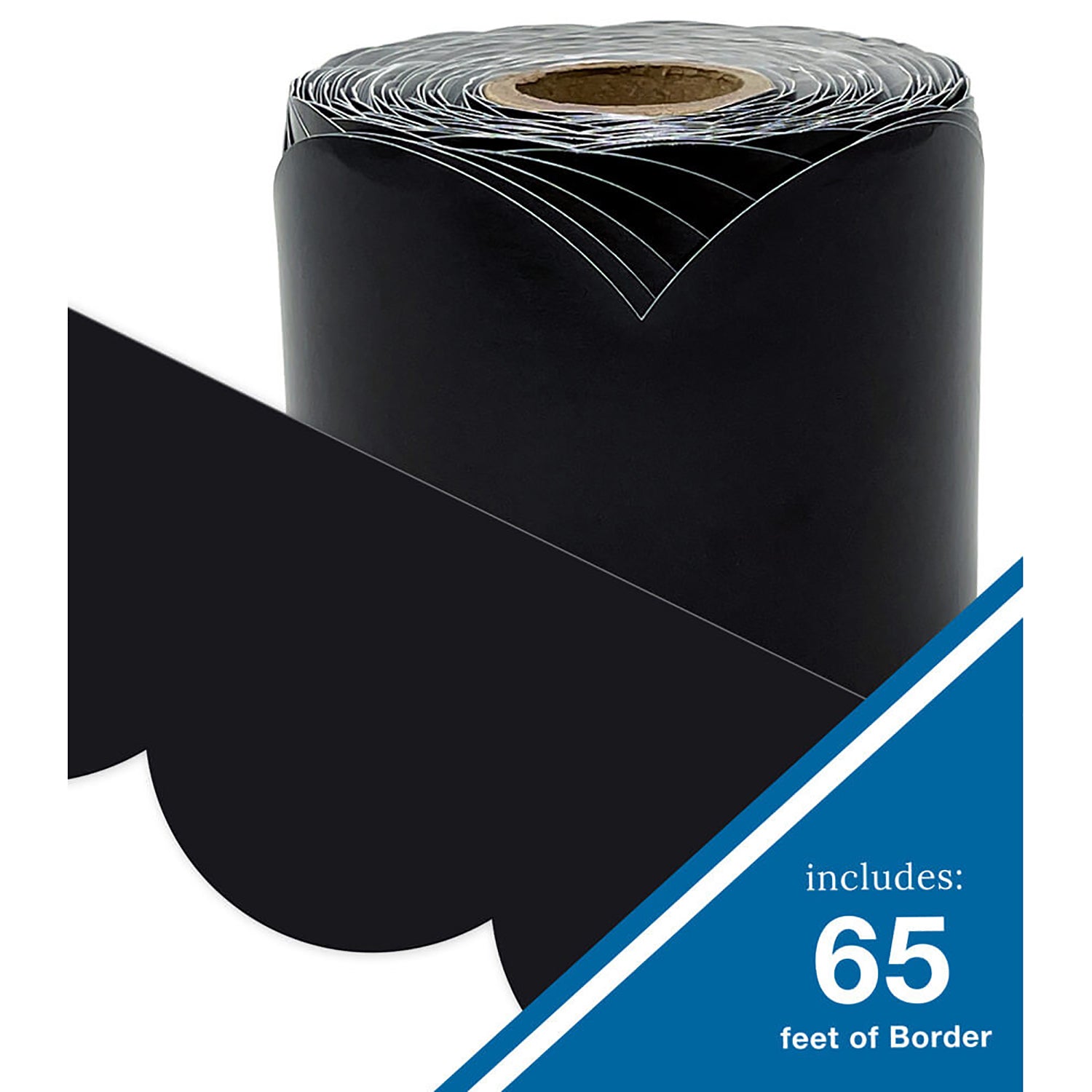 Black Rolled Scalloped Bulletin Board Borders, 3 Inch x 65 Feet
