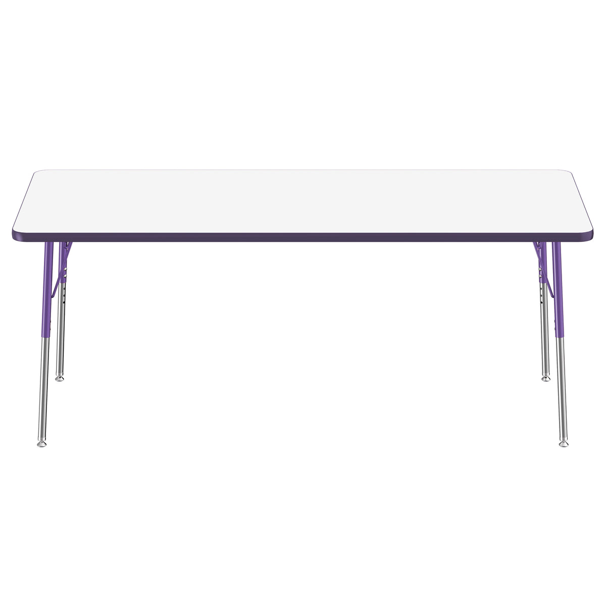 30" x 72" Rectangle Dry-Erase Activity Table with Adjustable Standard Swivel Glide Legs - Whiteboard/Eggplant/Purple