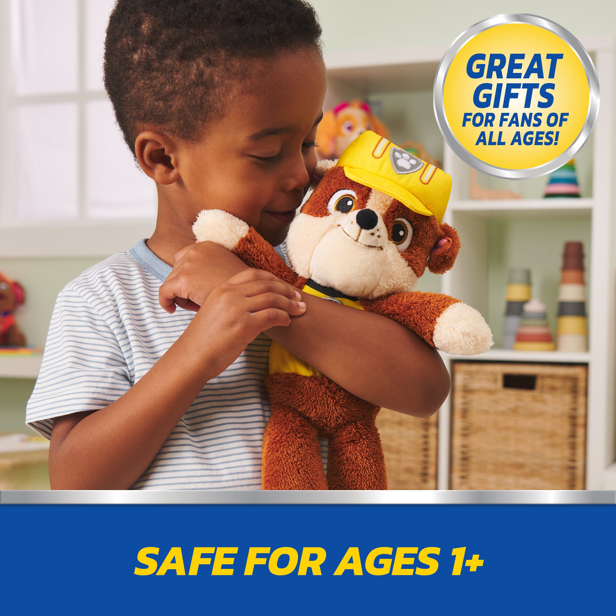 GUND PAW Patrol Official Rubble Take Along Buddy Plush Toy, Premium Stuffed Animal for Ages 1 & Up, Yellow/Brown, 13”