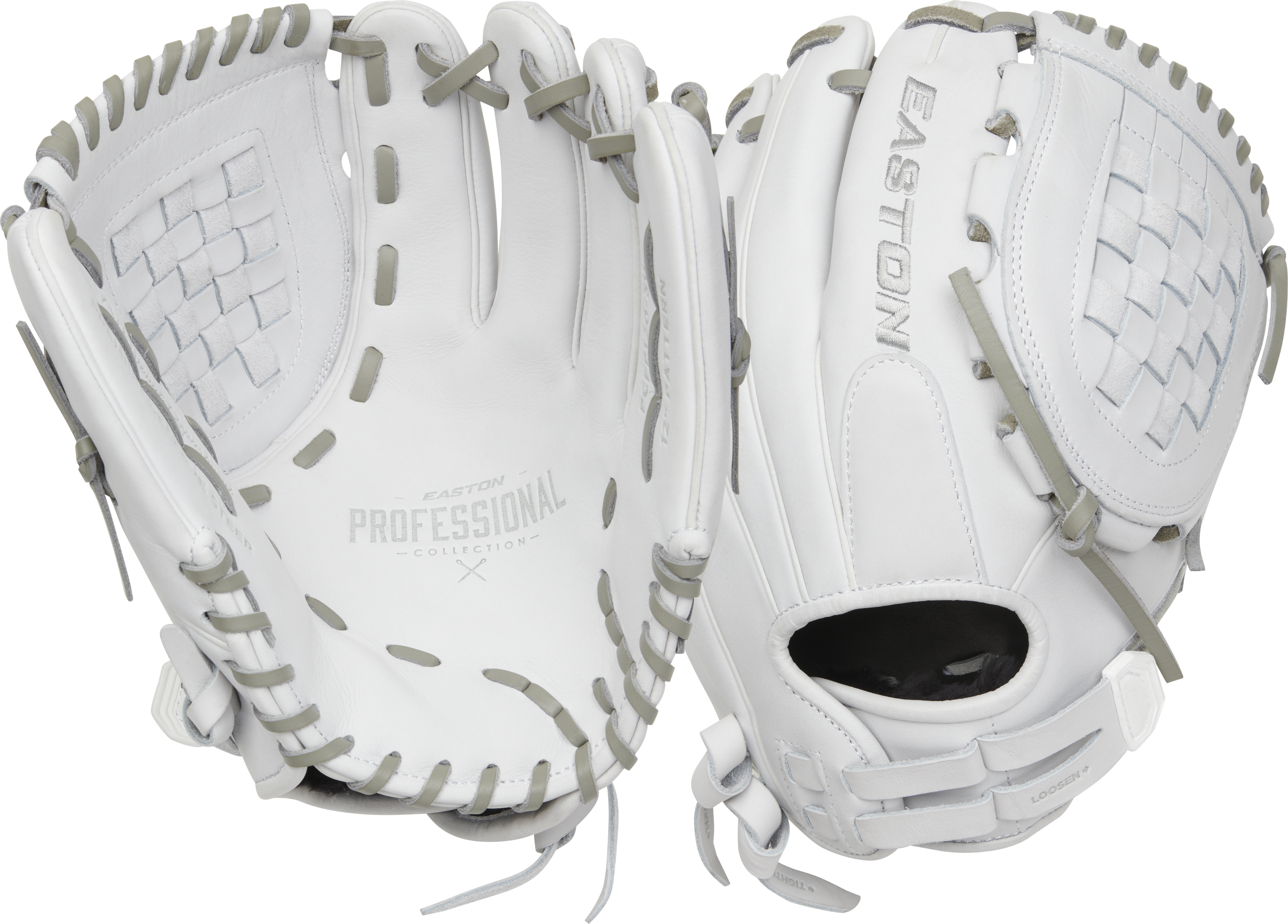 Easton Pro Collection Series 12-Inch Softball Glove - Right Hand Thrower - White/Gray