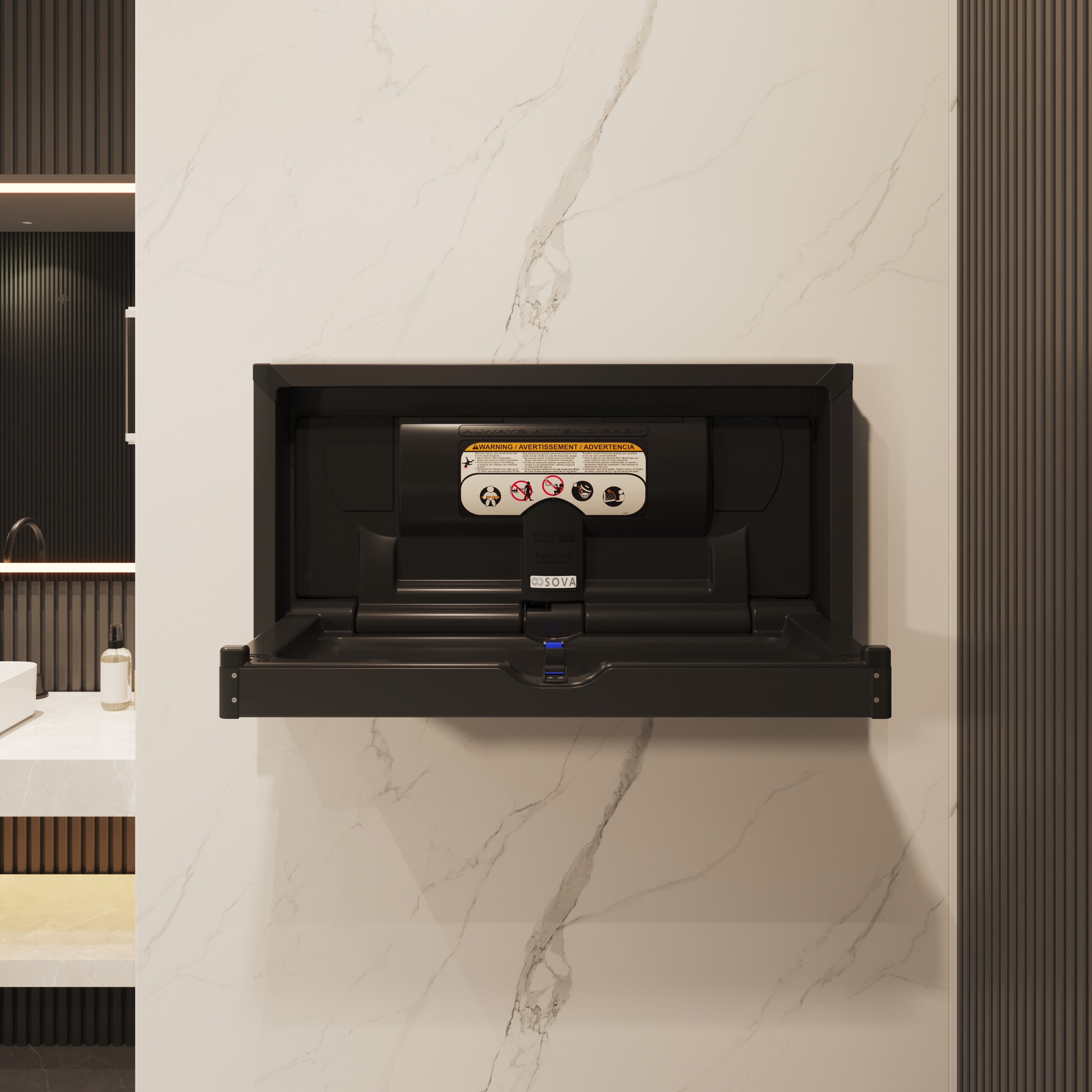Vantage Surface Mount Stainless Changing Station Horizontal - Black Stainless Steel