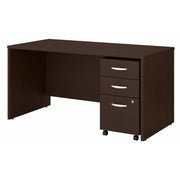 Bush Business Furniture Series C 60W x 30D Office Desk with 3 Drawer Mobile File Cabinet in Mocha Cherry - 59.45" Width x 29.37" Depth x 29.84" Height