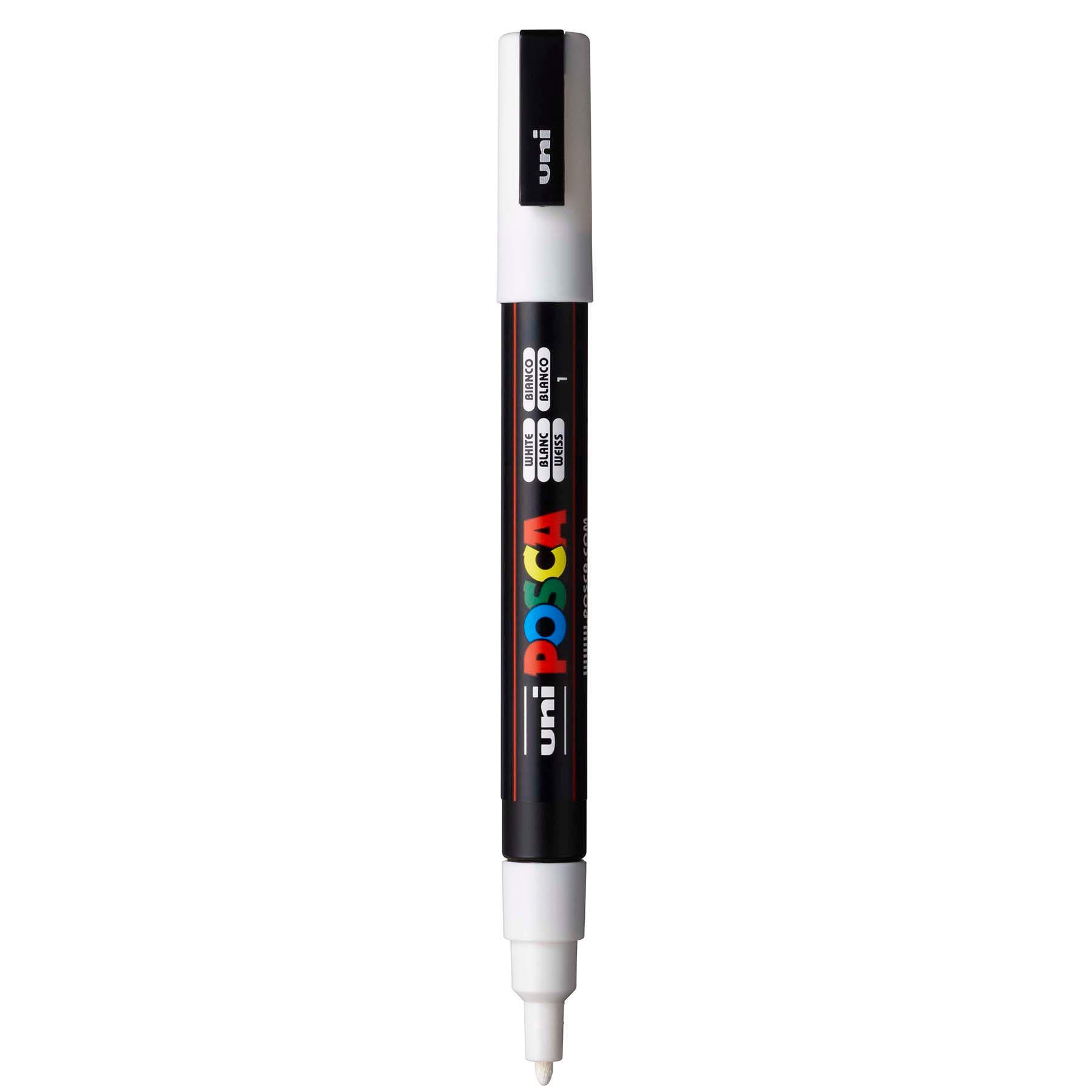 uni® POSCA PC-3M Water-Based Paint Markers, Reversible Fine Tip (0.9-1.3mm), White