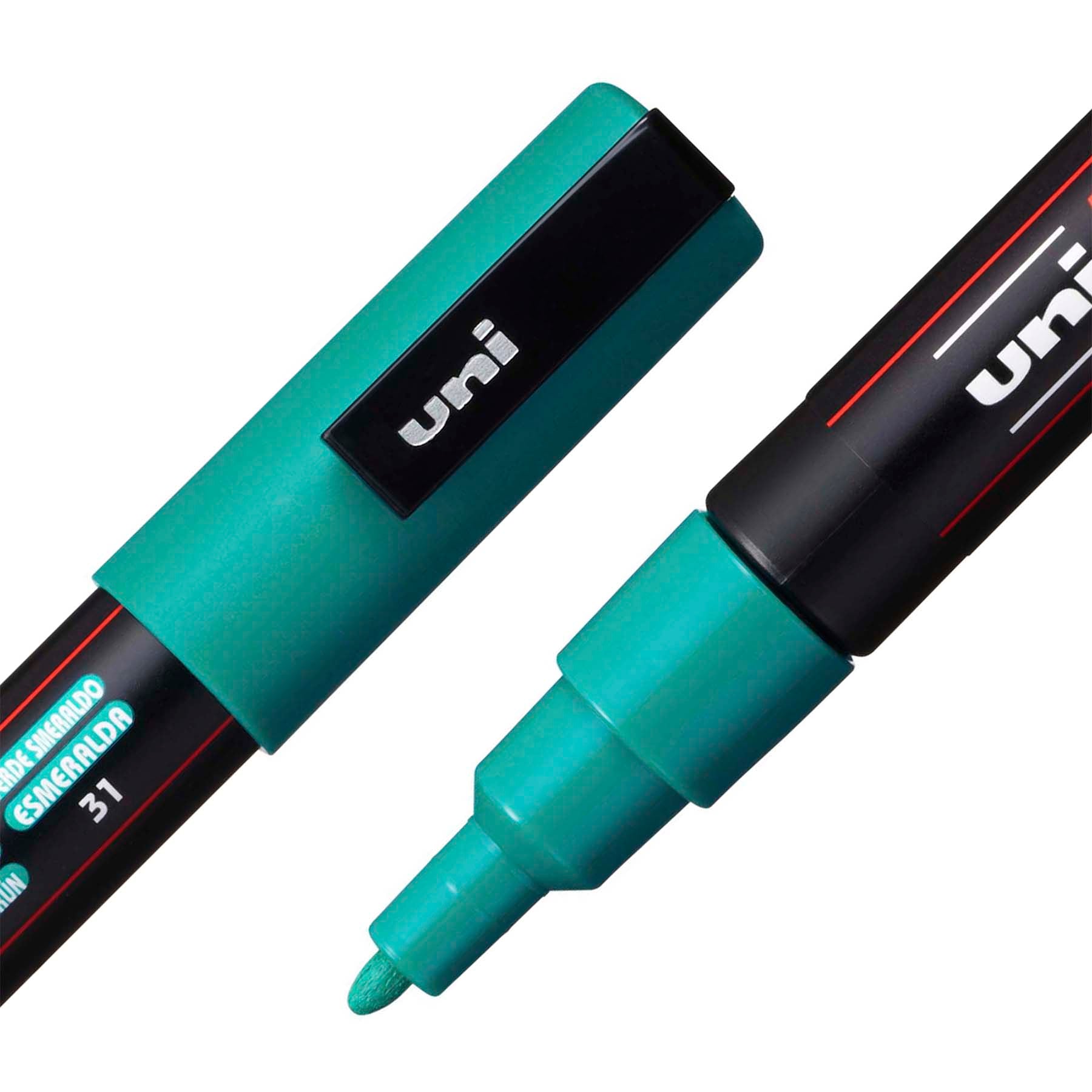 uni® POSCA PC-3M Water-Based Paint Markers, Reversible Fine Tip (0.9-1.3mm), Emerald Green