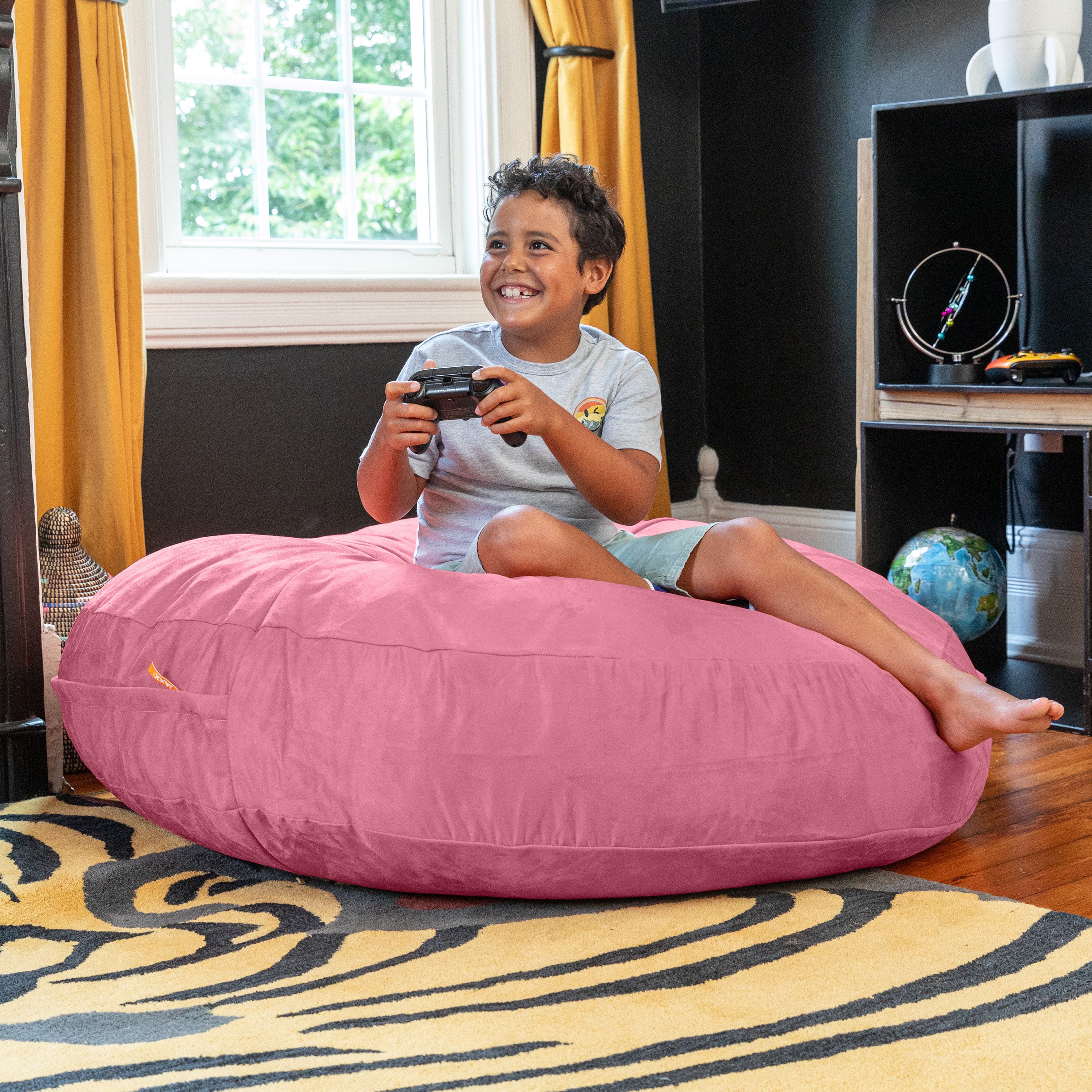 Jaxx Cocoon 4 Foot Bean Bag Chair and Crash Pad, Pink