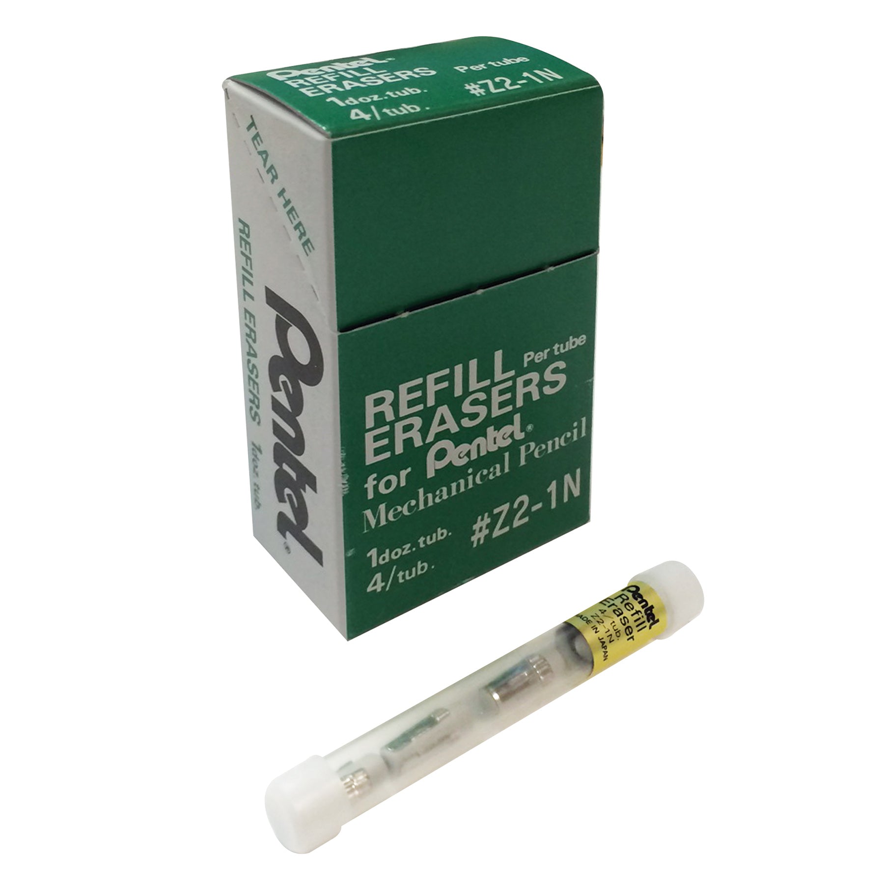 Refill Eraser for EnerGize/EnerGize-X/GraphGear/Graphlet/ Orenz/Sharplet-2/Sharp/Wow! Mechanical Pencils, 4 Pieces/Tube, 12 Tubes/Box