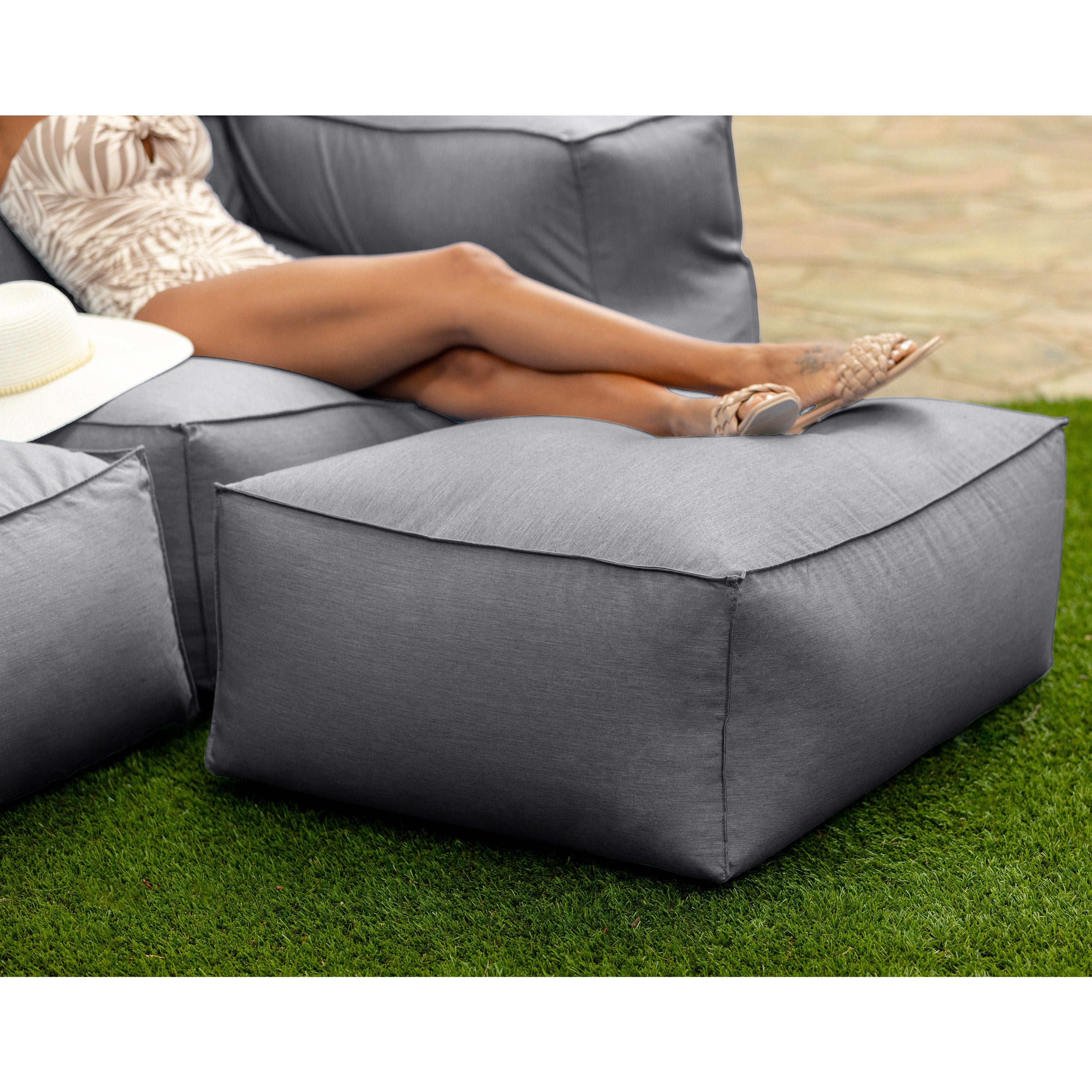 Baya Outdoor Ottoman - Sunbrella, Charcoal