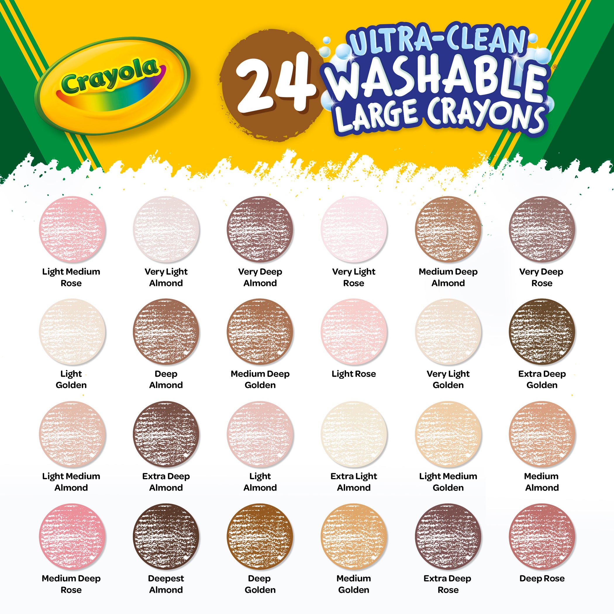Large Crayons, Colors of the World, 24 Count