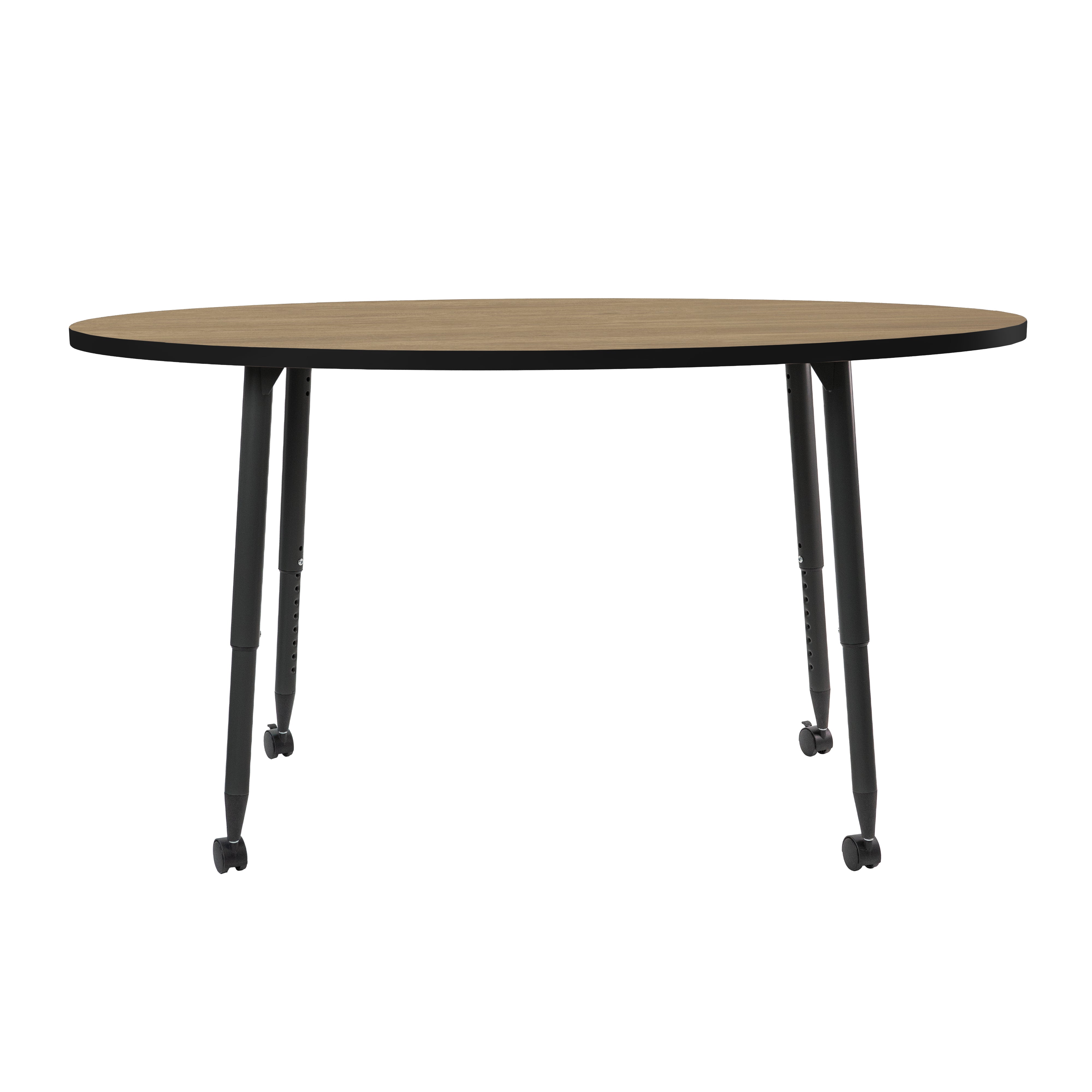 Adapte 30" x 60" Oval Thermofused Activity Table with Adjustable Tapered Legs - Pasadena Oak/Black