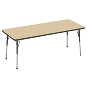 30" x 72" Rectangle Thermofused Activity Table with Adjustable Standard Ball Glide Legs - Maple/Black