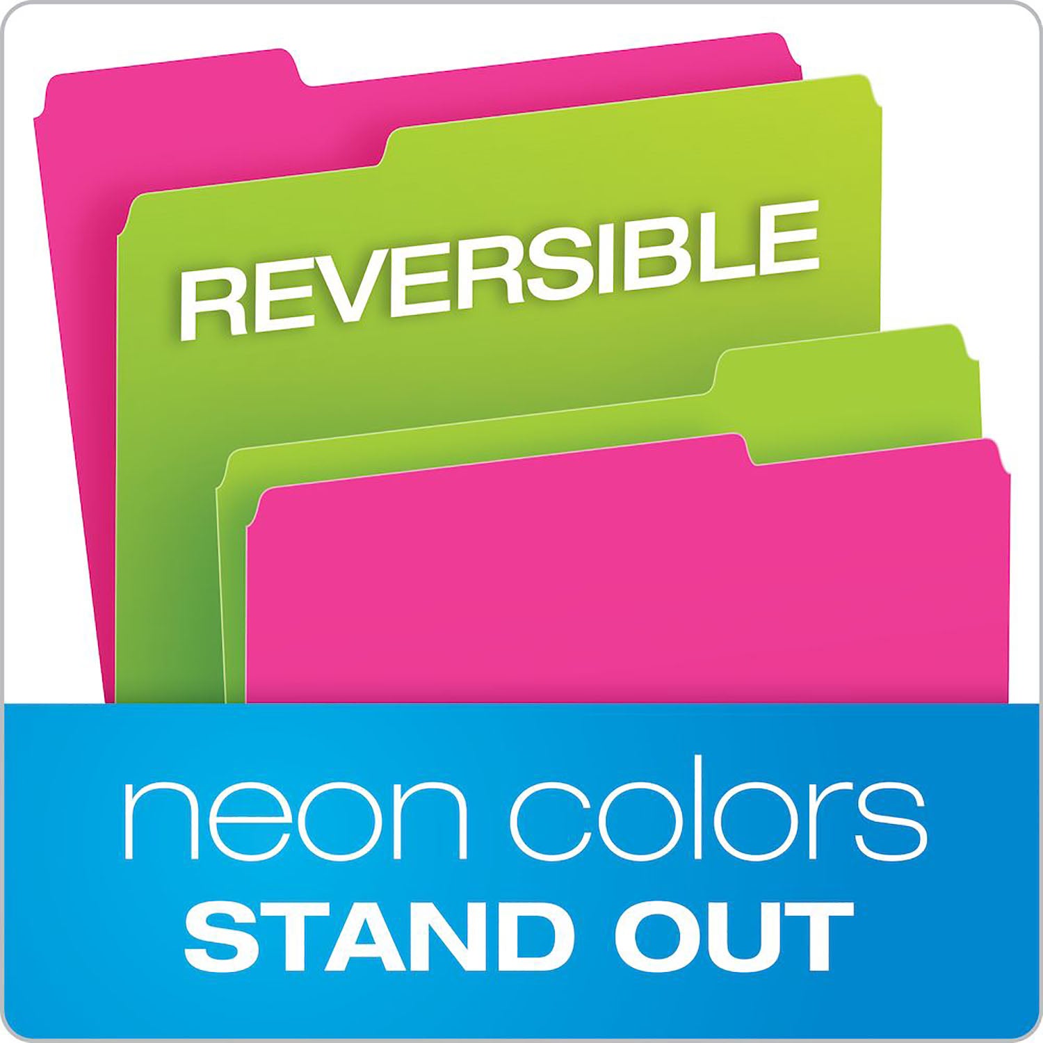 Twisted Glow File Folders, Letter Size, Assorted Colors, 1/3 Cut, Pack of 12