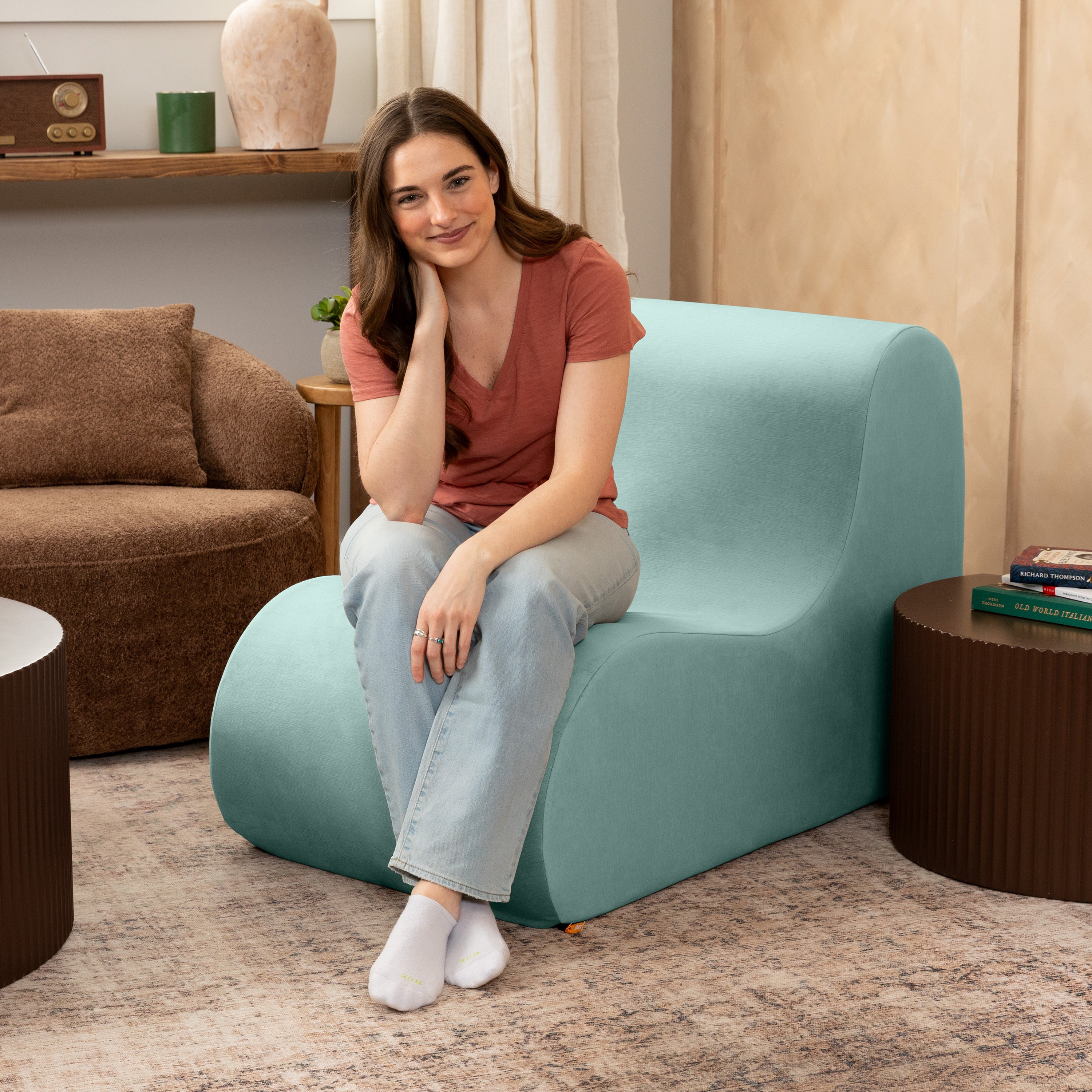 Jaxx Uptown Large Modern Armless Accent Chair, Caribbean