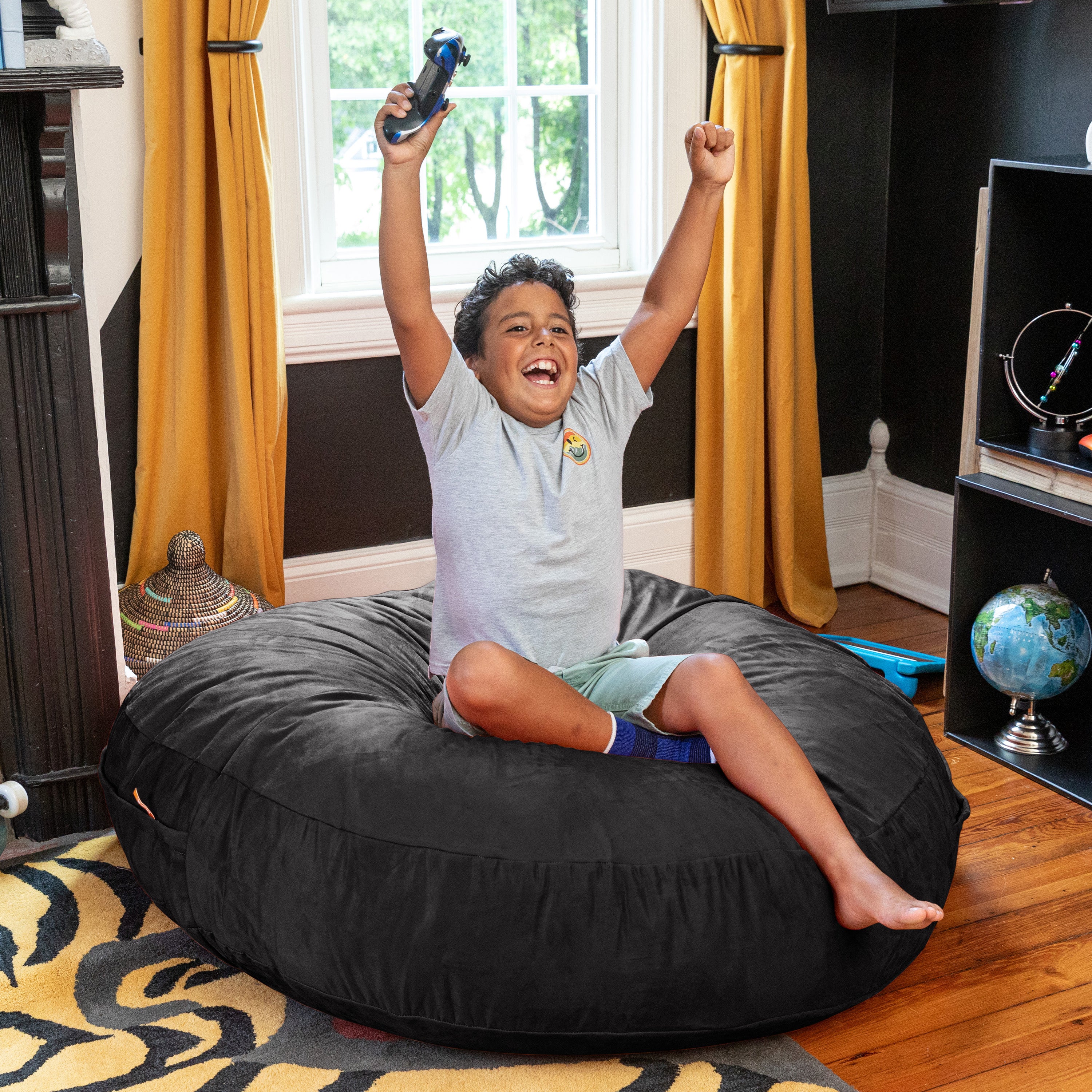 Jaxx Cocoon 4 Foot Bean Bag Chair and Crash Pad, Black