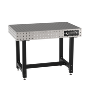 Welding Fixture Table, Fixed Height, 36"H x 48"L x 30"D, 1/4" Carbon Steel Top, Four Black Powdercoat Legs, Self-Leveling Feet
