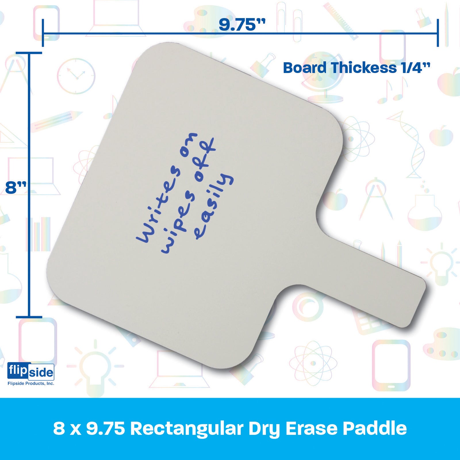 Rectangular Dry Erase Answer Paddle, 8" x 9.75", Pack of 12