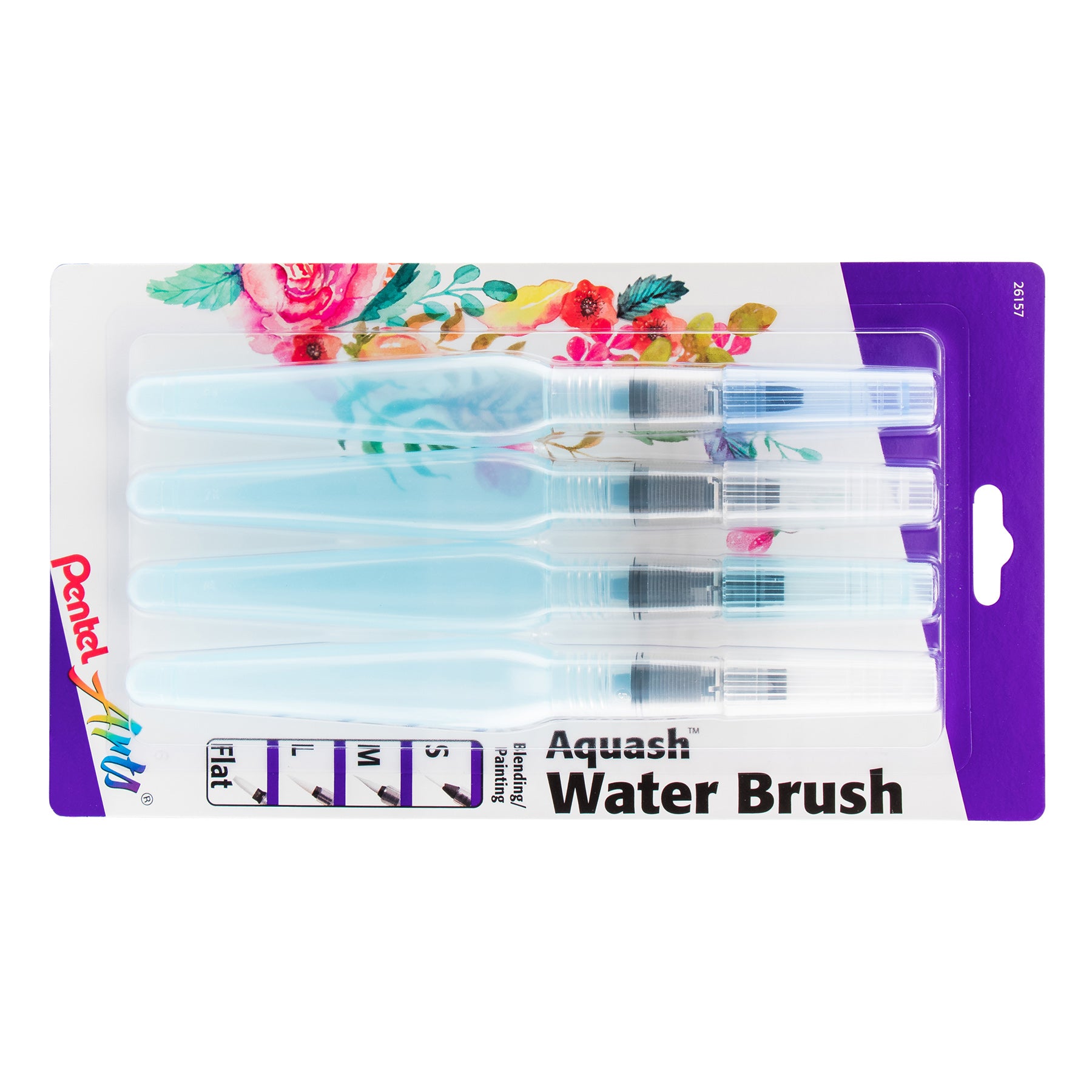 Aquash Water Brush Assorted Tips, 4-Pack, Peggable Carded