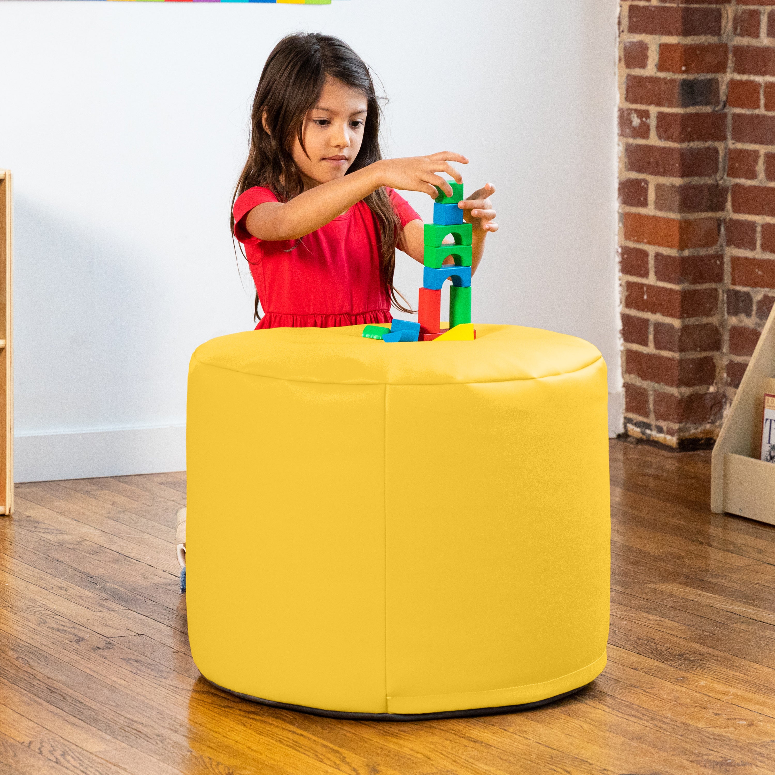 Jaxx Mallo Modular Pouf Classroom Bean Bag Seat, Premium Vinyl - Yellow