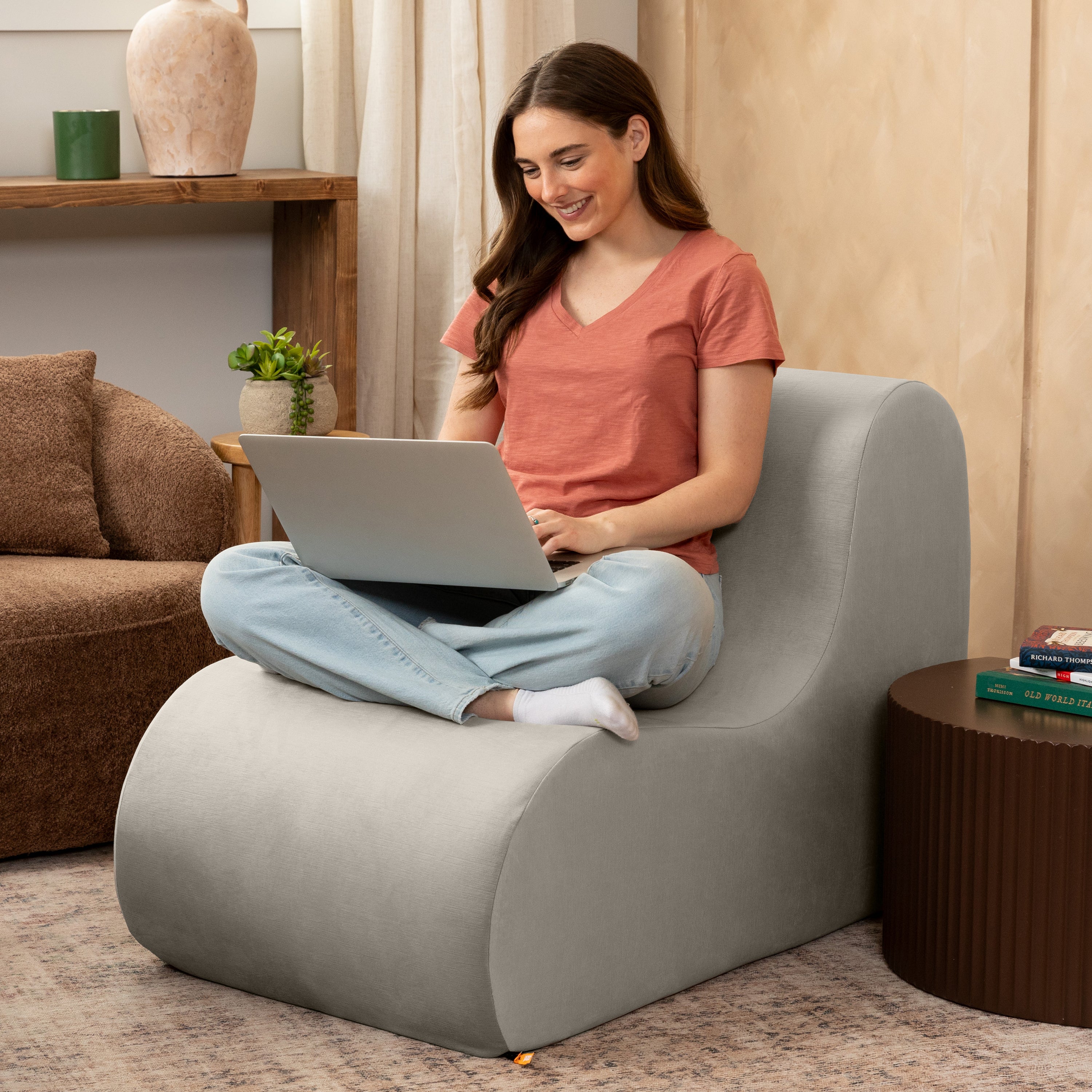 Jaxx Uptown Large Modern Armless Accent Chair, Dove Grey