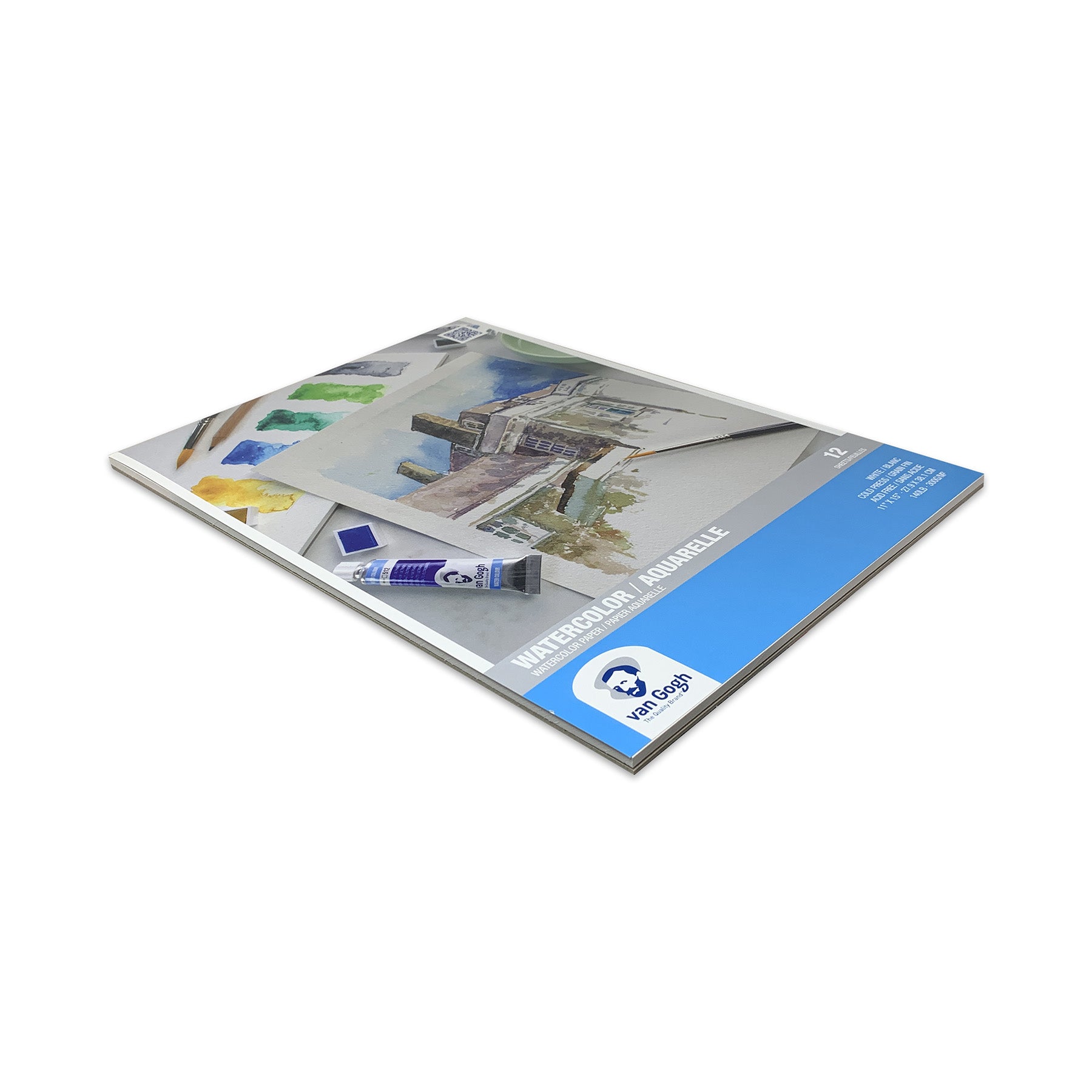 Watercolor Paper Pad, 140lbs, Cold Press, 11" x 15", 12 Sheets