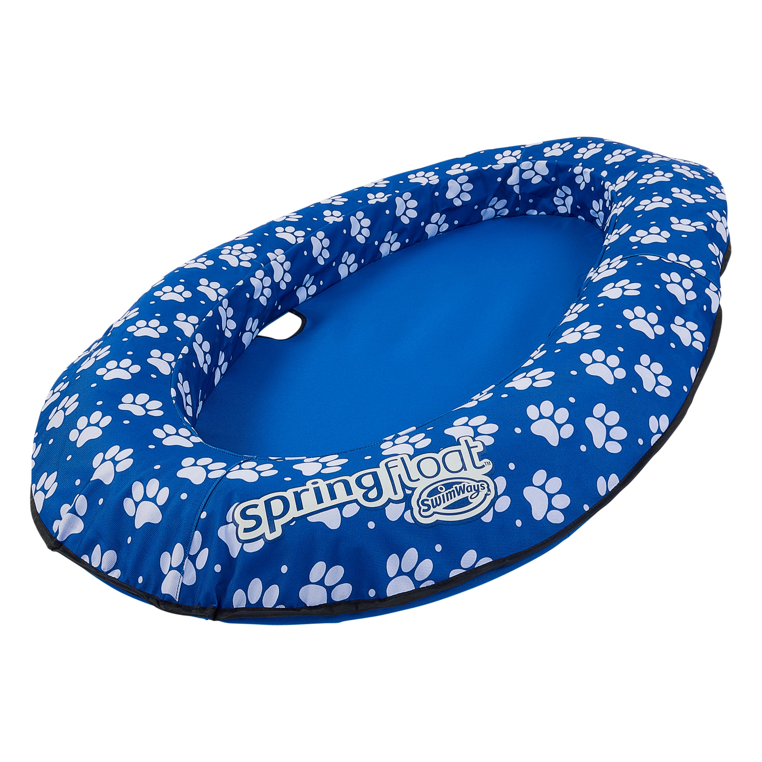 SwimWays Paddle Paws Spring Float Dog Raft, Portable Inflatable Dog Pool Floats with Carrying Case, Small 0-65 lbs, Blue
