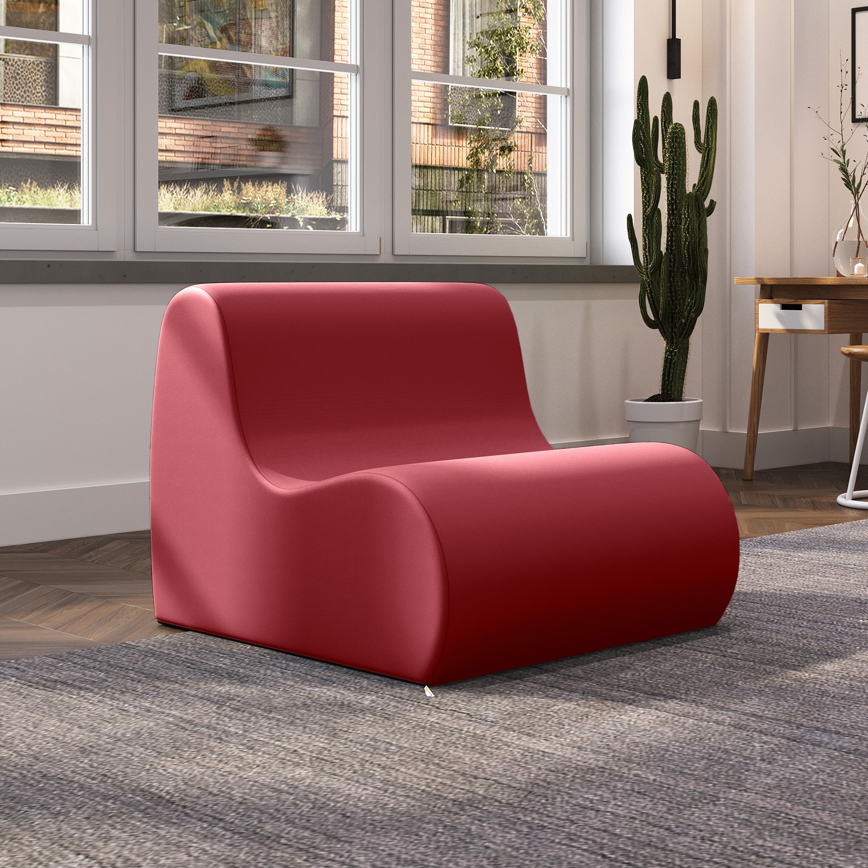 Jaxx Midtown Medium Classroom Soft Foam Chair - Premium Vinyl Cover - Claret Dark Red