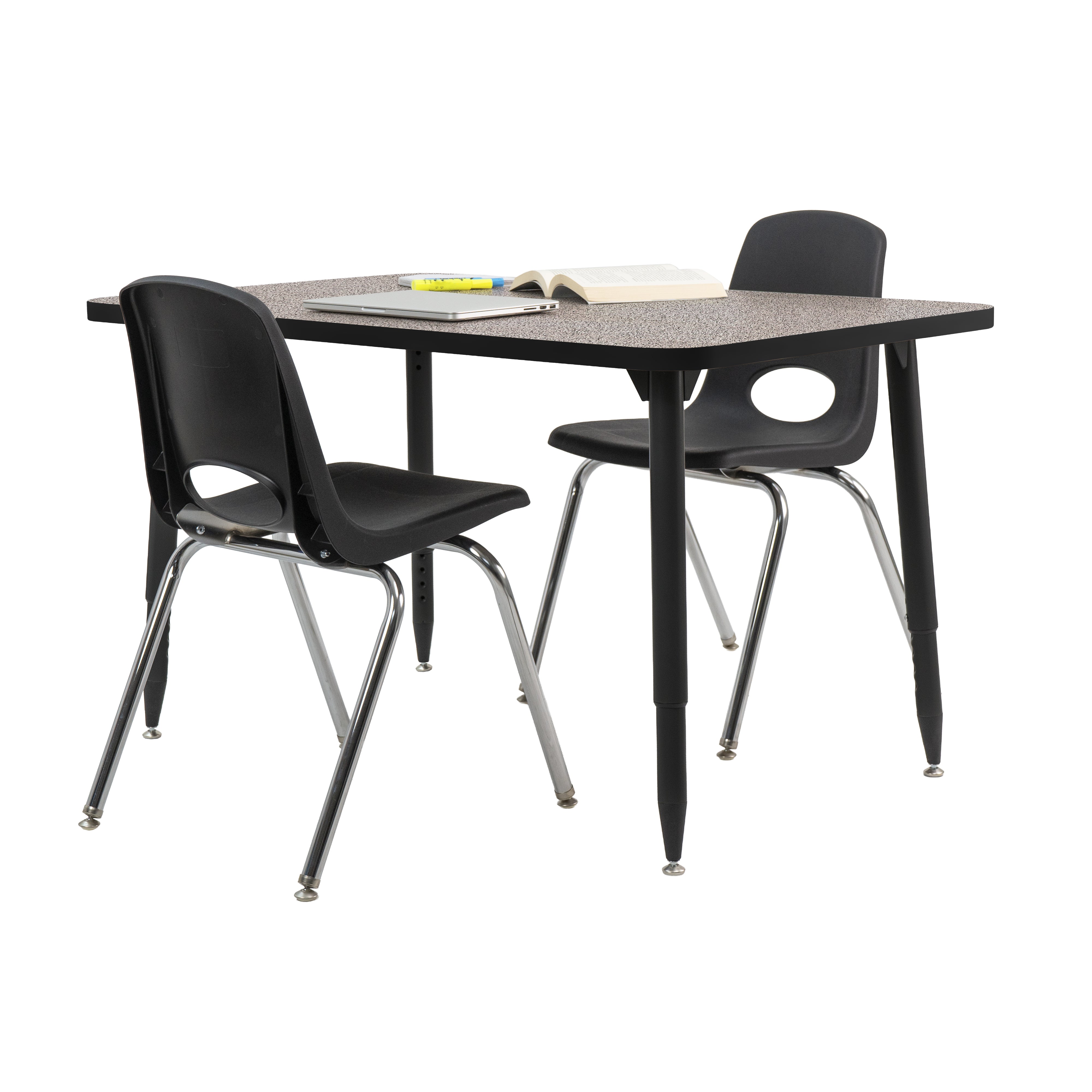 Adapte 30" x 48" Rectangle Thermofused Activity Table with Adjustable Tapered Legs - Gray/Black