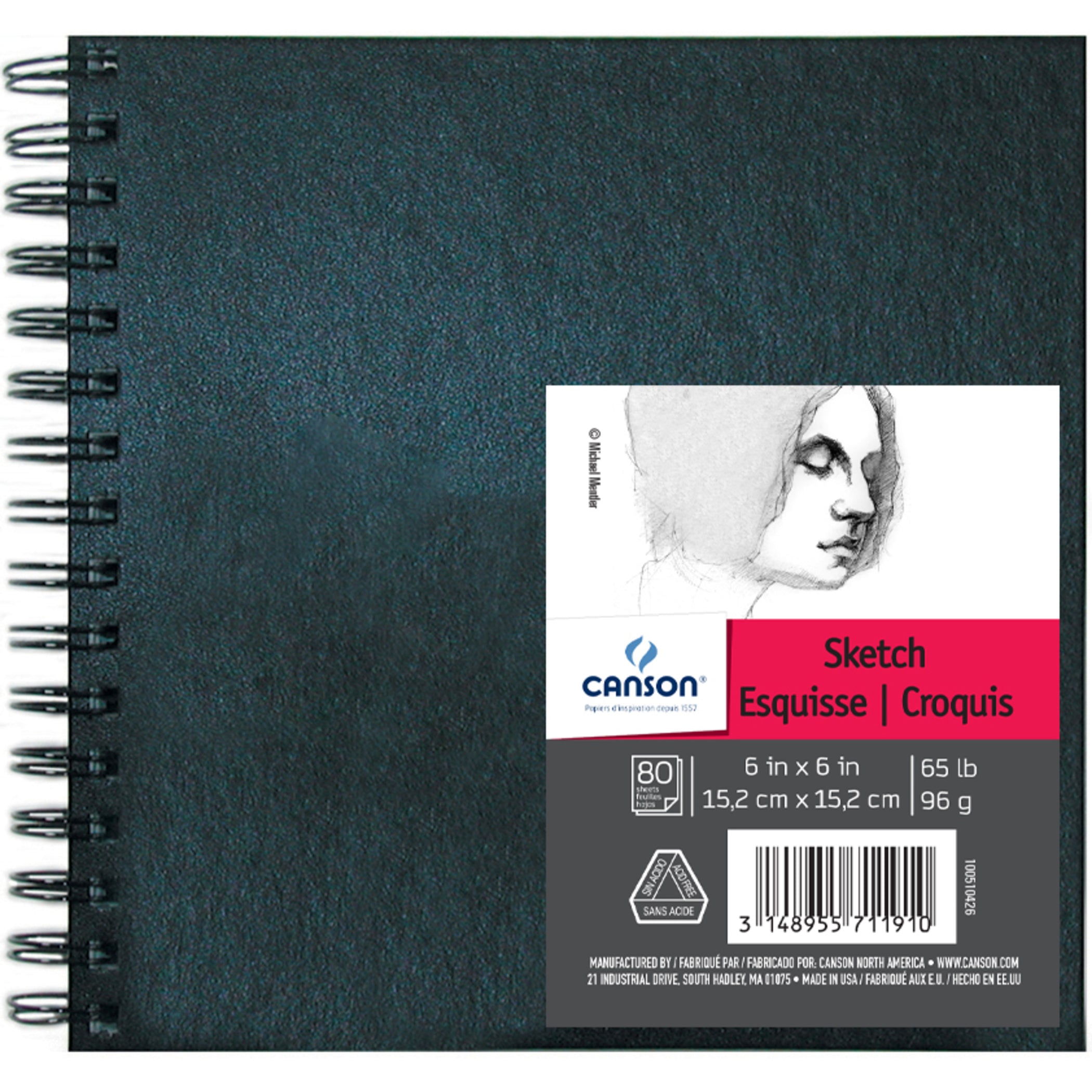Artist Series Sketch Art Book, Black Cover, Wire Binding, 80 Sheet, 6X6 inch, 1 Count