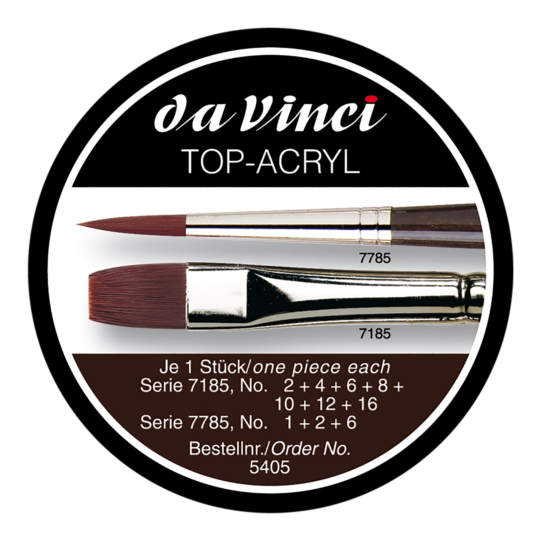 TOP-ACRYL Red-Brown Brushes, Synthetic, Oil & Acrylic, 10 Brush Set in Gift Tin