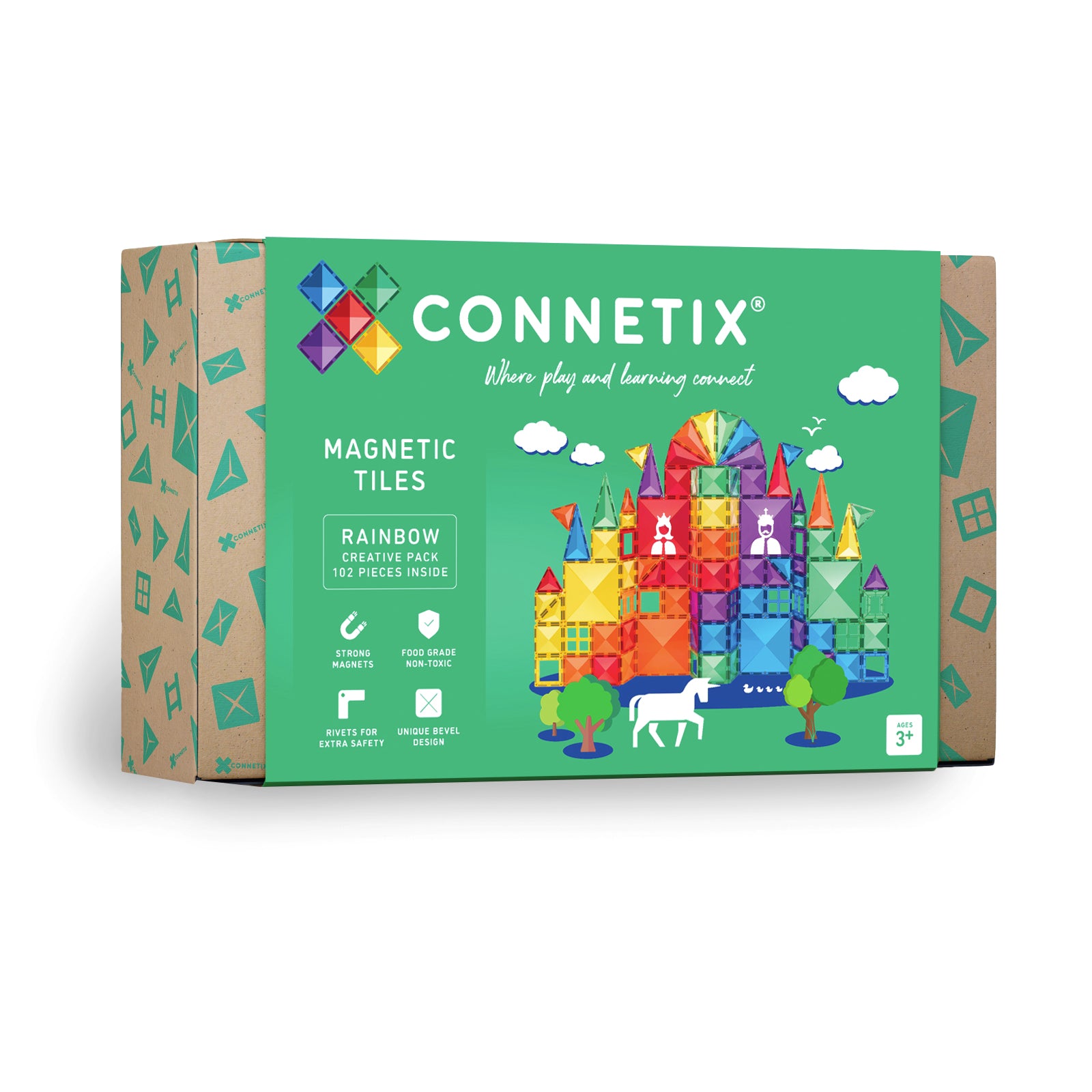 Magnetic Tiles Rainbow Creative Pack, 102 Pieces