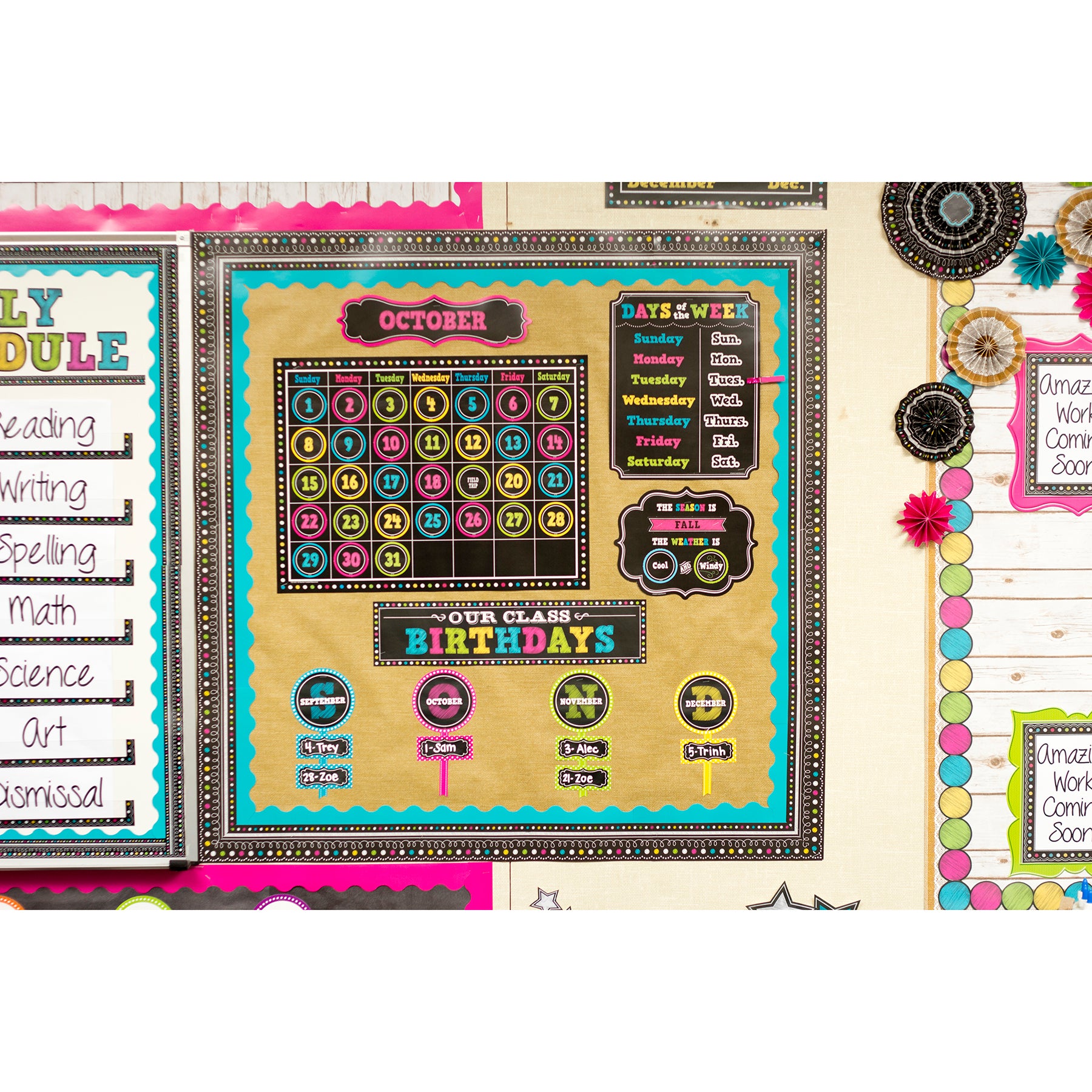 Chalkboard Brights Calendar Bulletin Board