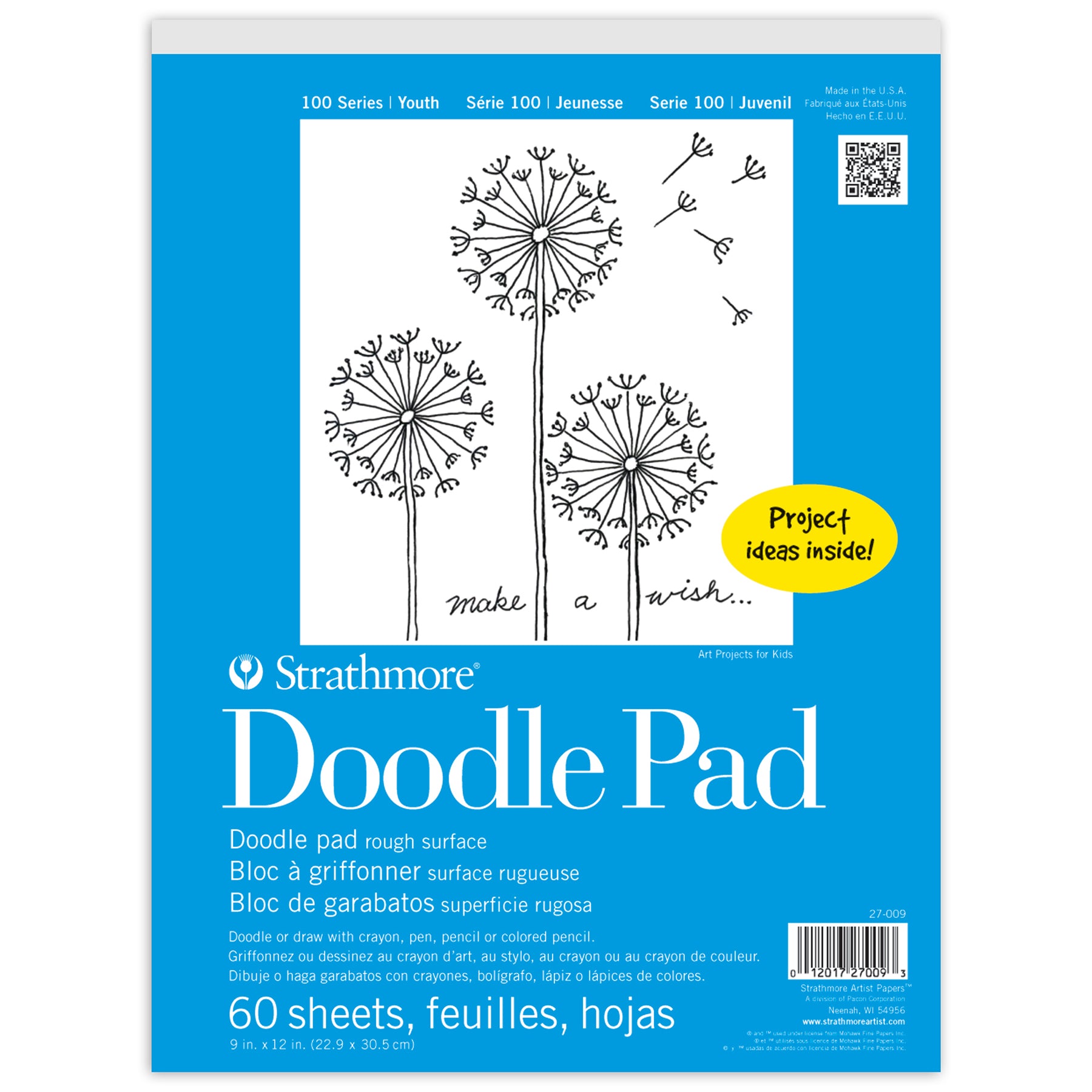 Strathmore 100 Series Doodle Paper Pad, Tape Binding, 60 Sheet, 9x12 inch, 1 Count