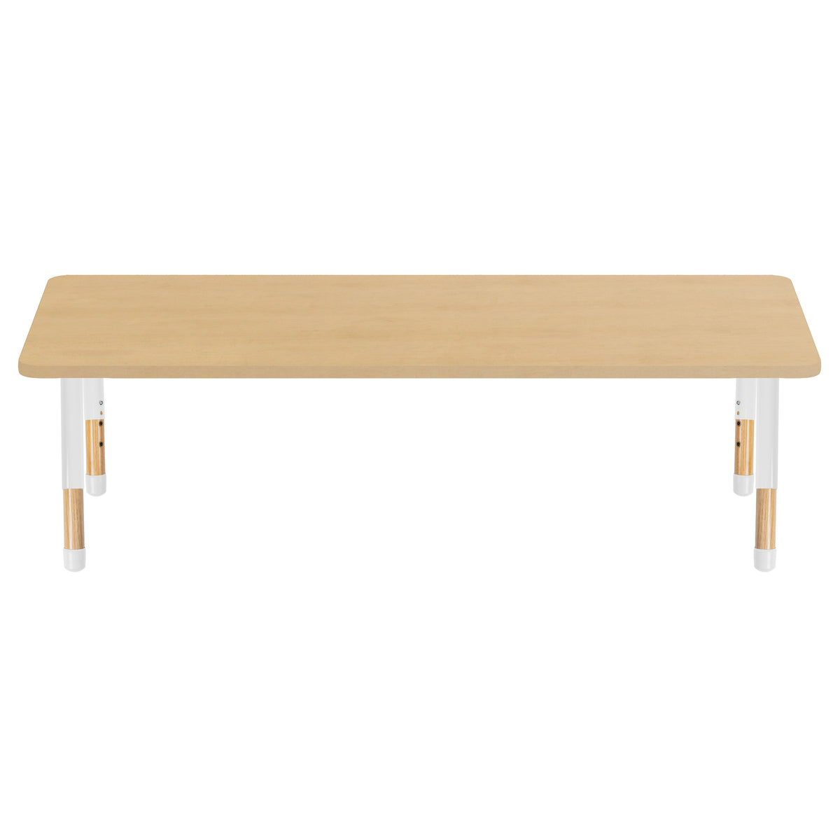30" x 72" Rectangle Thermofused Activity Table with Adjustable Chunky Wood Legs - Maple Grain/White/Natural