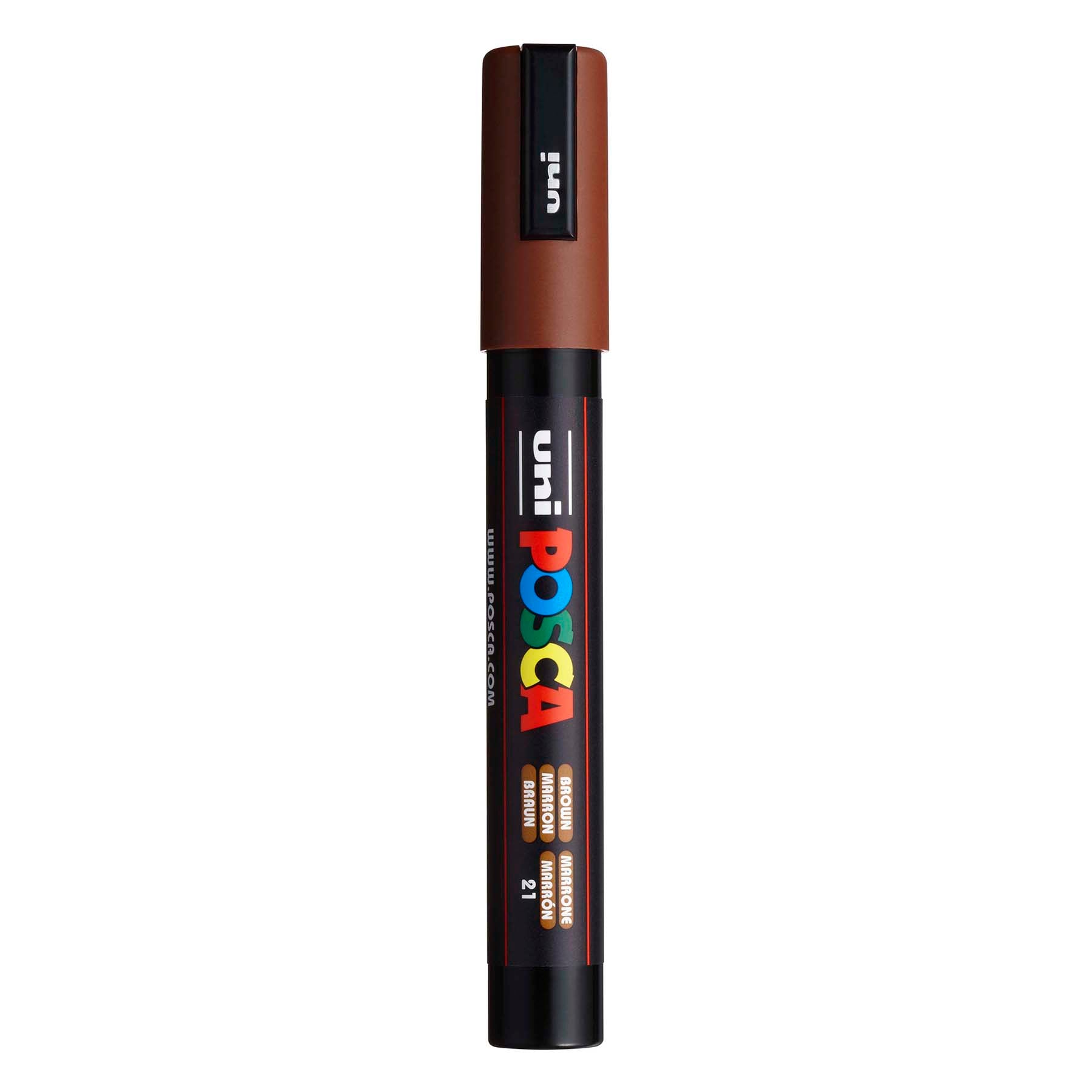 uni® POSCA PC-5M Water-Based Paint Markers, Reversible Medium Tip (1.8-2.5mm), Brown