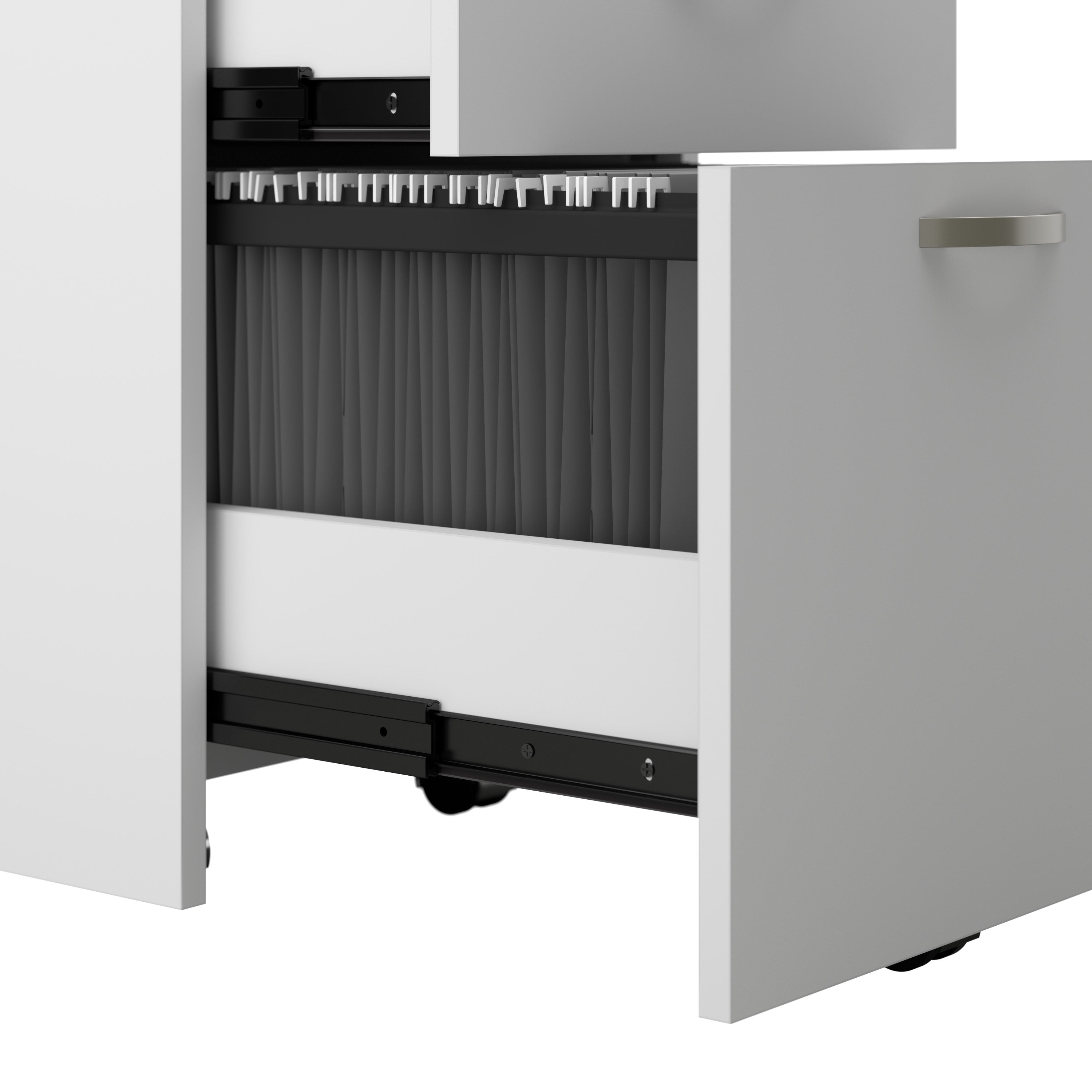Bush Business Furniture Office in an Hour 2 Person L Shaped Cubicle Desks with Storage, Drawers, and Organizers in Pure White - 128.97" Width x 64.48" Depth x 62.86" Height