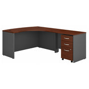 Bush Business Furniture Series C Right Handed L Shaped Desk with Mobile File Cabinet in Hansen Cherry - 58.86" Width x 78.3" Depth x 29.84" Height