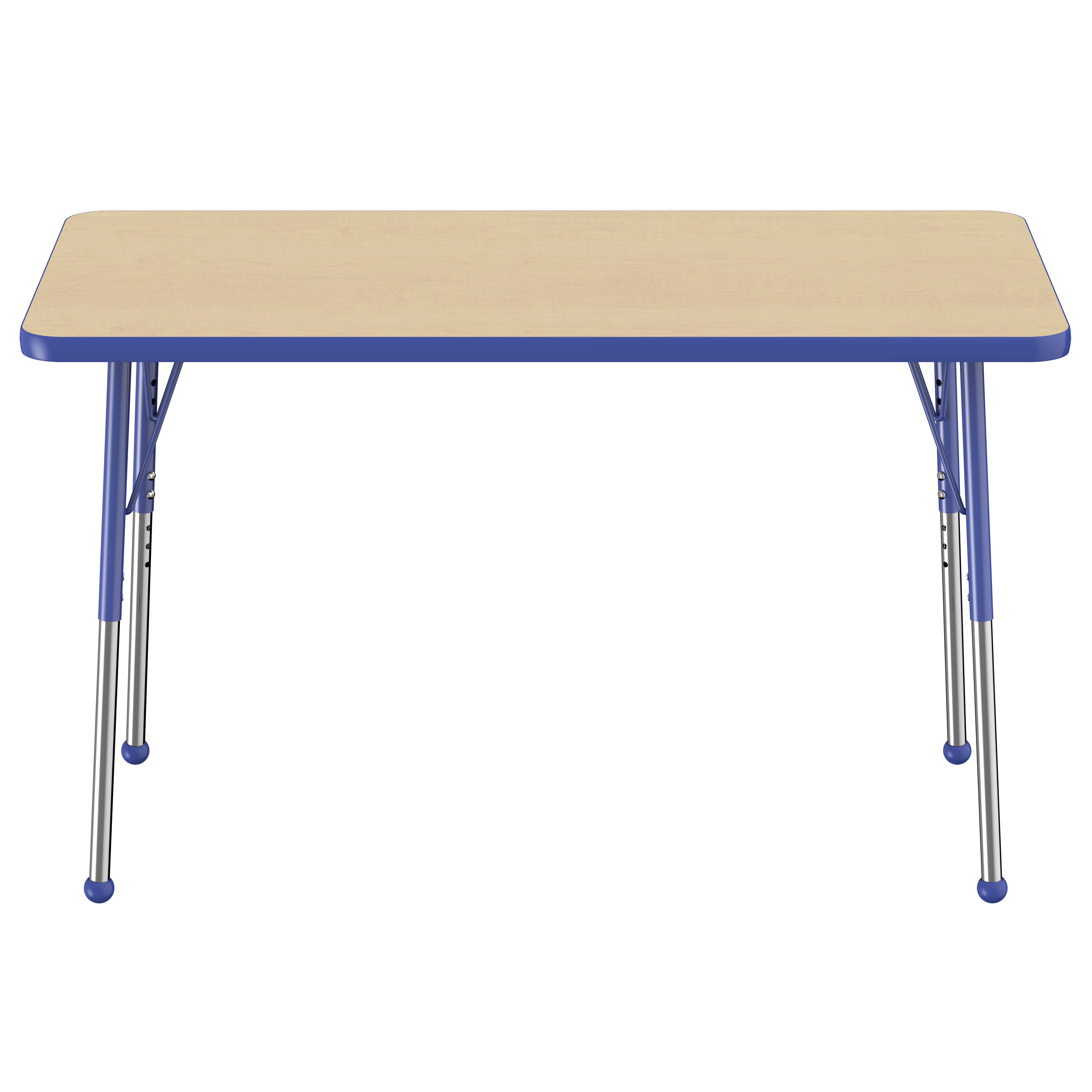 24" x 48" Rectangle T-Molding Activity Table with Adjustable Standard Ball Glide Legs - Maple/Blue