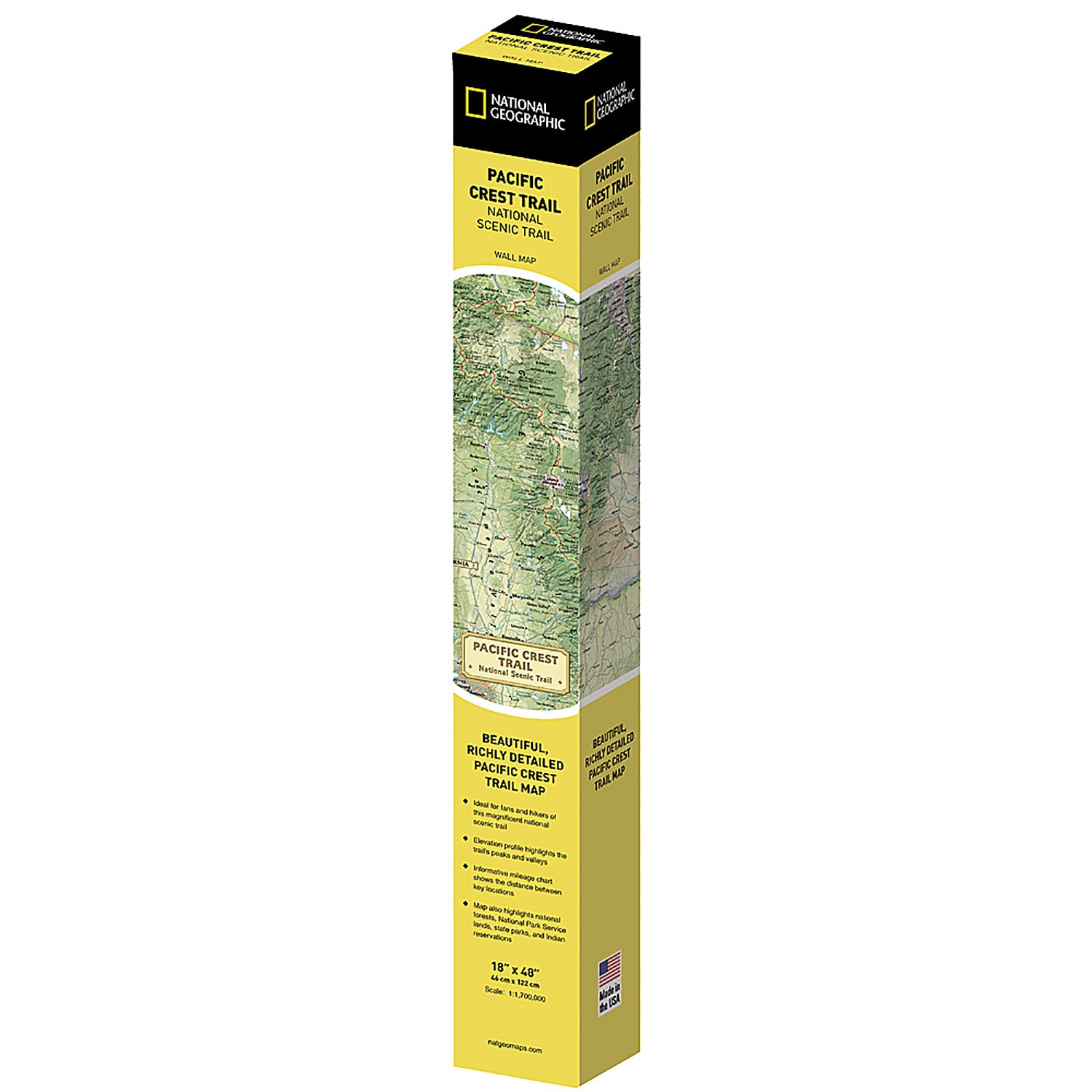 Pacific Crest Trail Map, In Gift Box, 18" x 48"