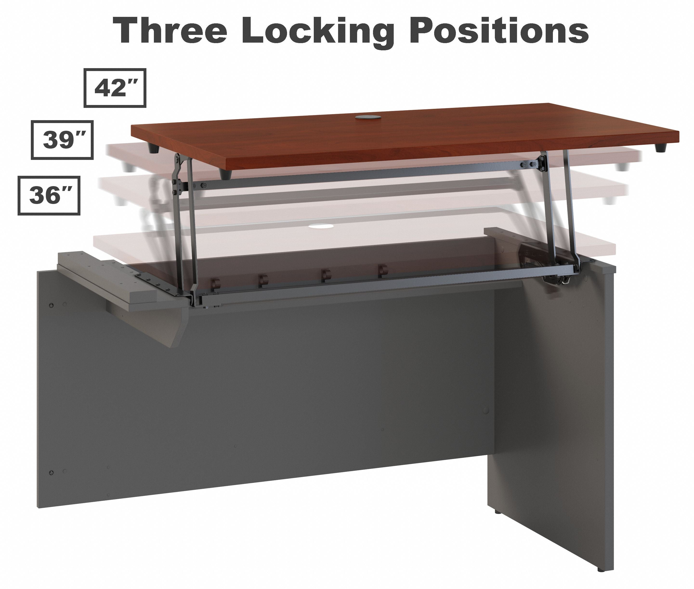 Bush Business Furniture Series C 60W x 43D Left Hand 3 Position Sit to Stand L Shaped Desk with Mobile File Cabinet in Hansen Cherry/Graphite Gray - 58.86" Width x 85.51" Depth x 29.84" Height